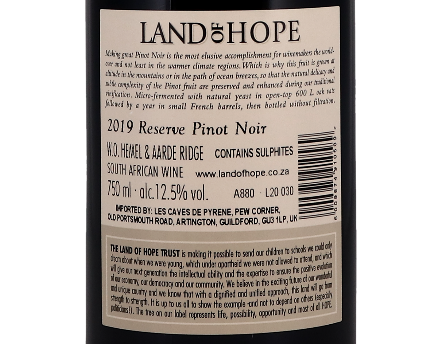 Land of Hope Reserve Pinot Noir Hemel en Aarde Ridge 2019