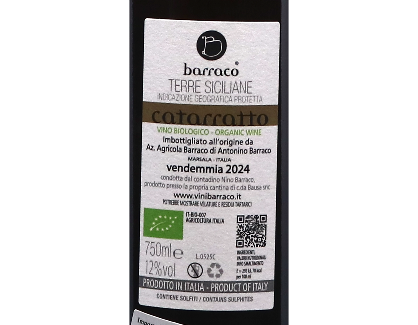 Barraco Terre Siciliane Catarratto 2024 ORGANIC