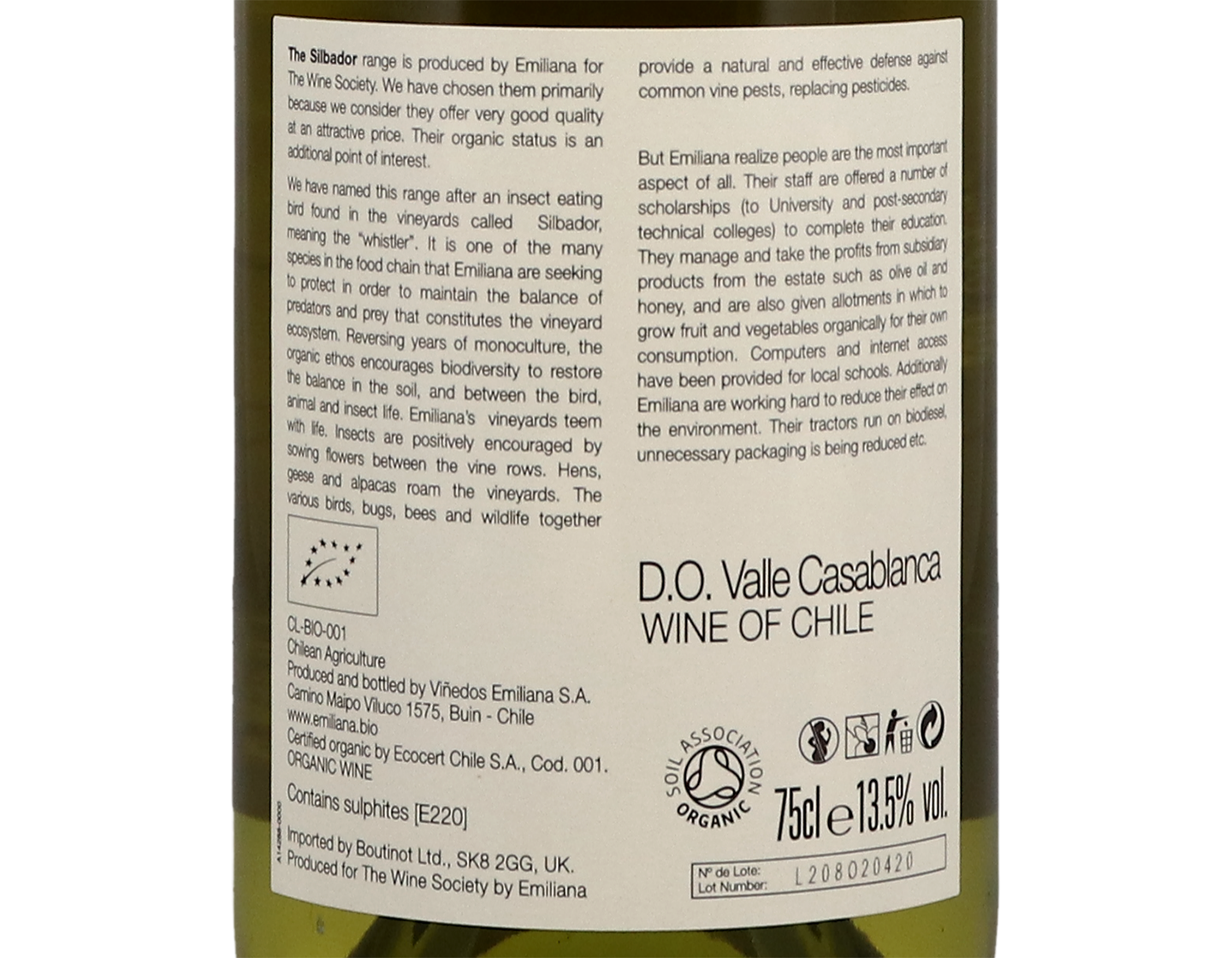 Silbador Valle Casablanca Chardonnay ORGANIC 2019