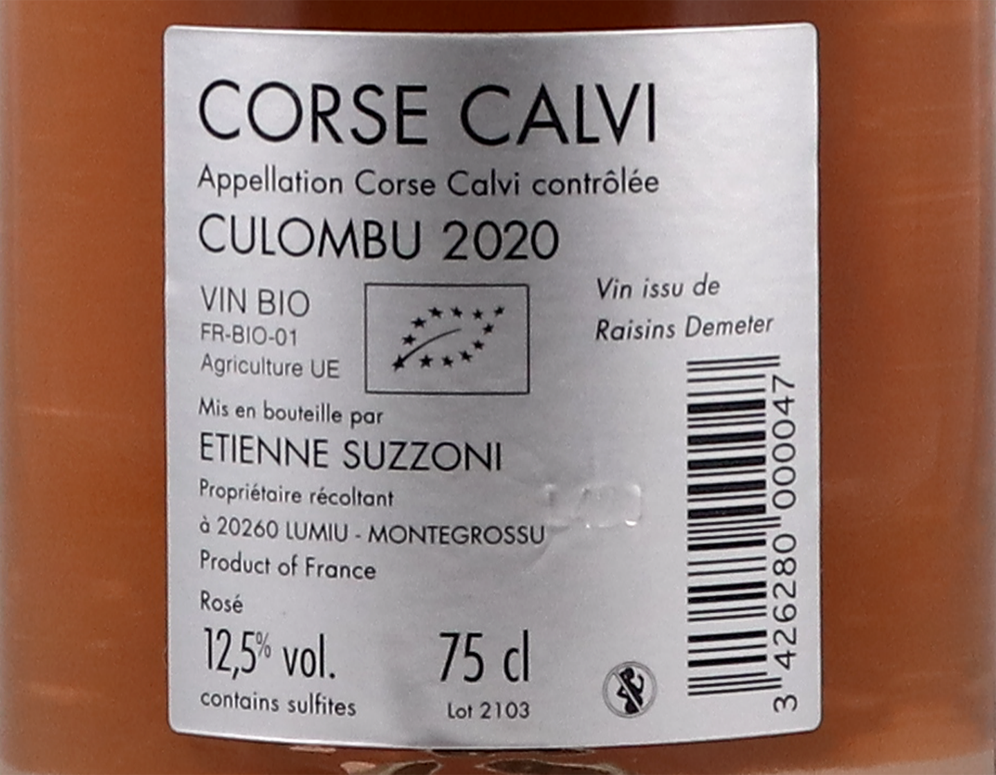 Corse Calvi Clos Culombu Rose 2020 ORGANIC