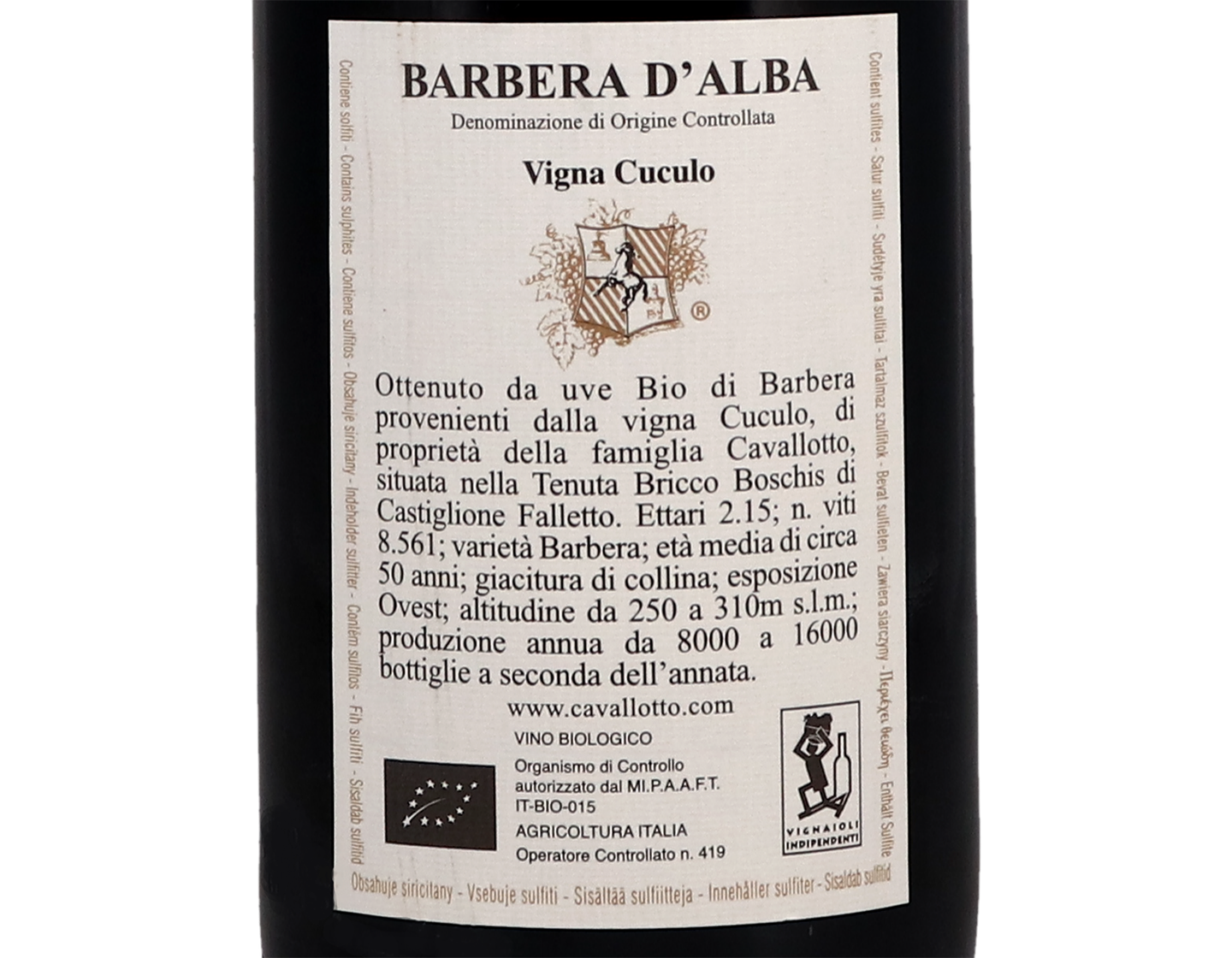 Barbera d'Alba Vigna del Cuculo Cavallotto 2017