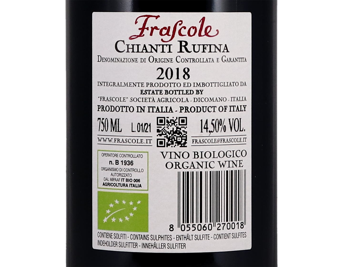 Chianti Rufina Frascole 2018 ORGANIC