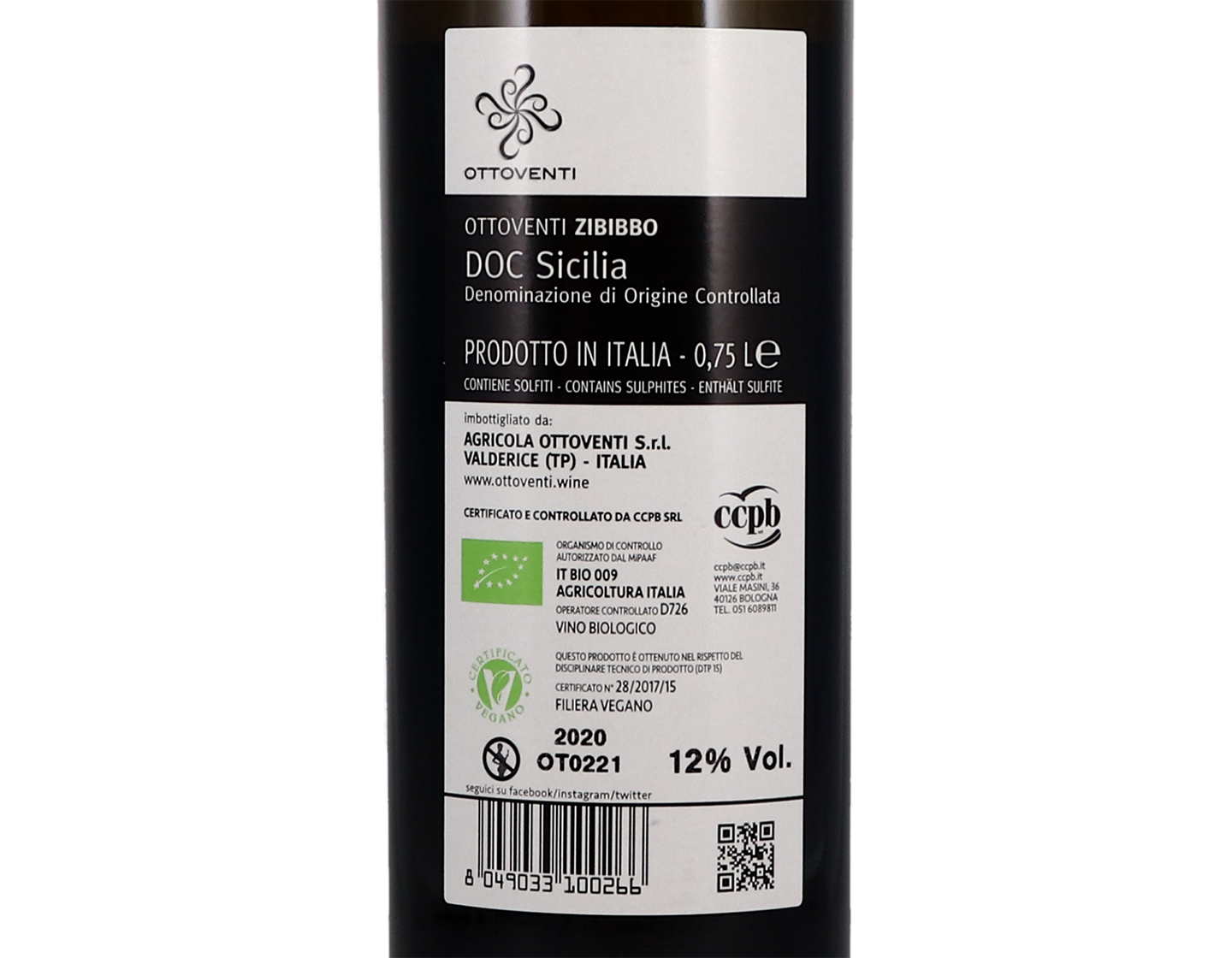 Zibibbo Sicilia Ottoventi 2020 ORGANIC