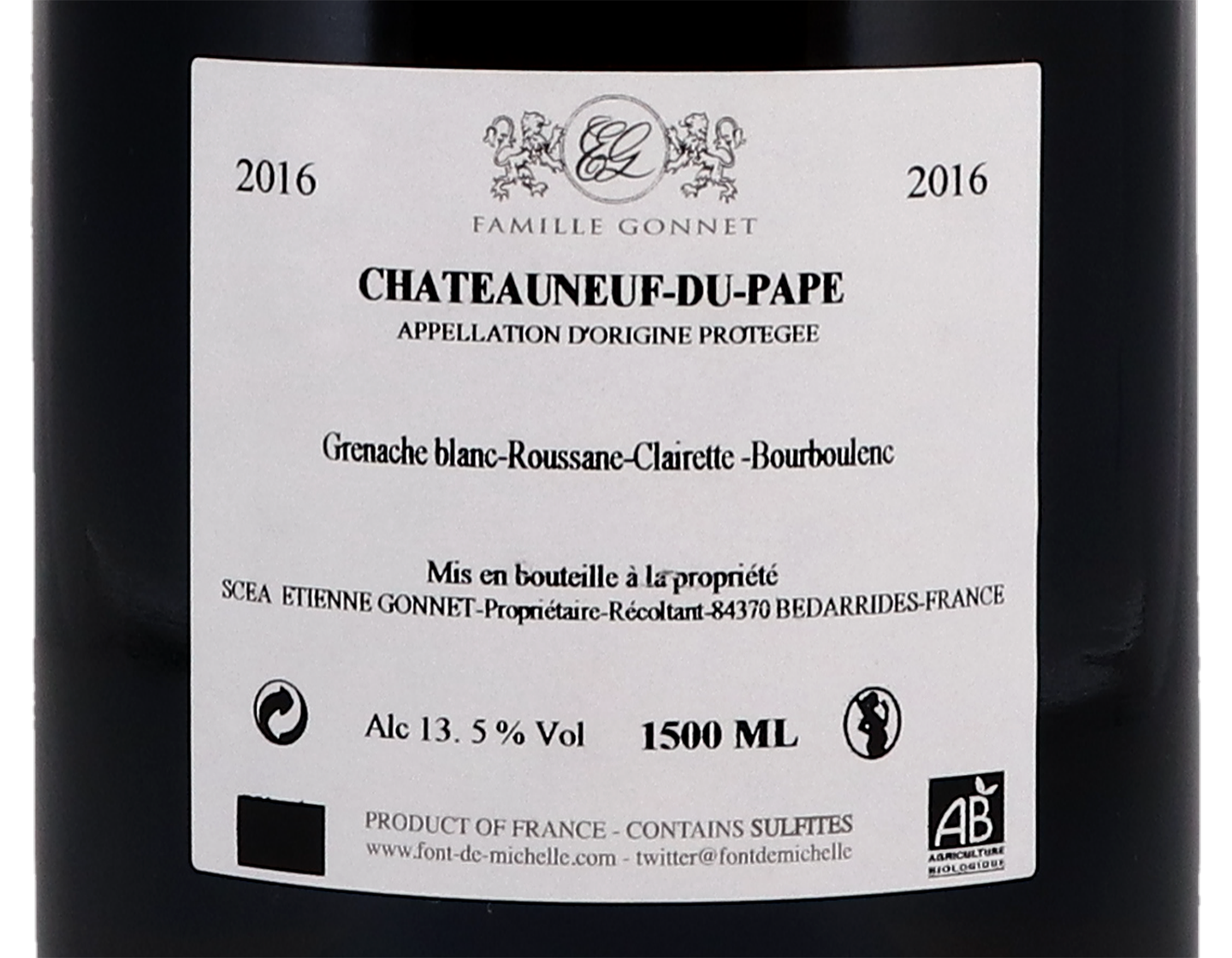 Magnum of Chateauneuf du Pape Blanc Domaine Font de Michelle 2016