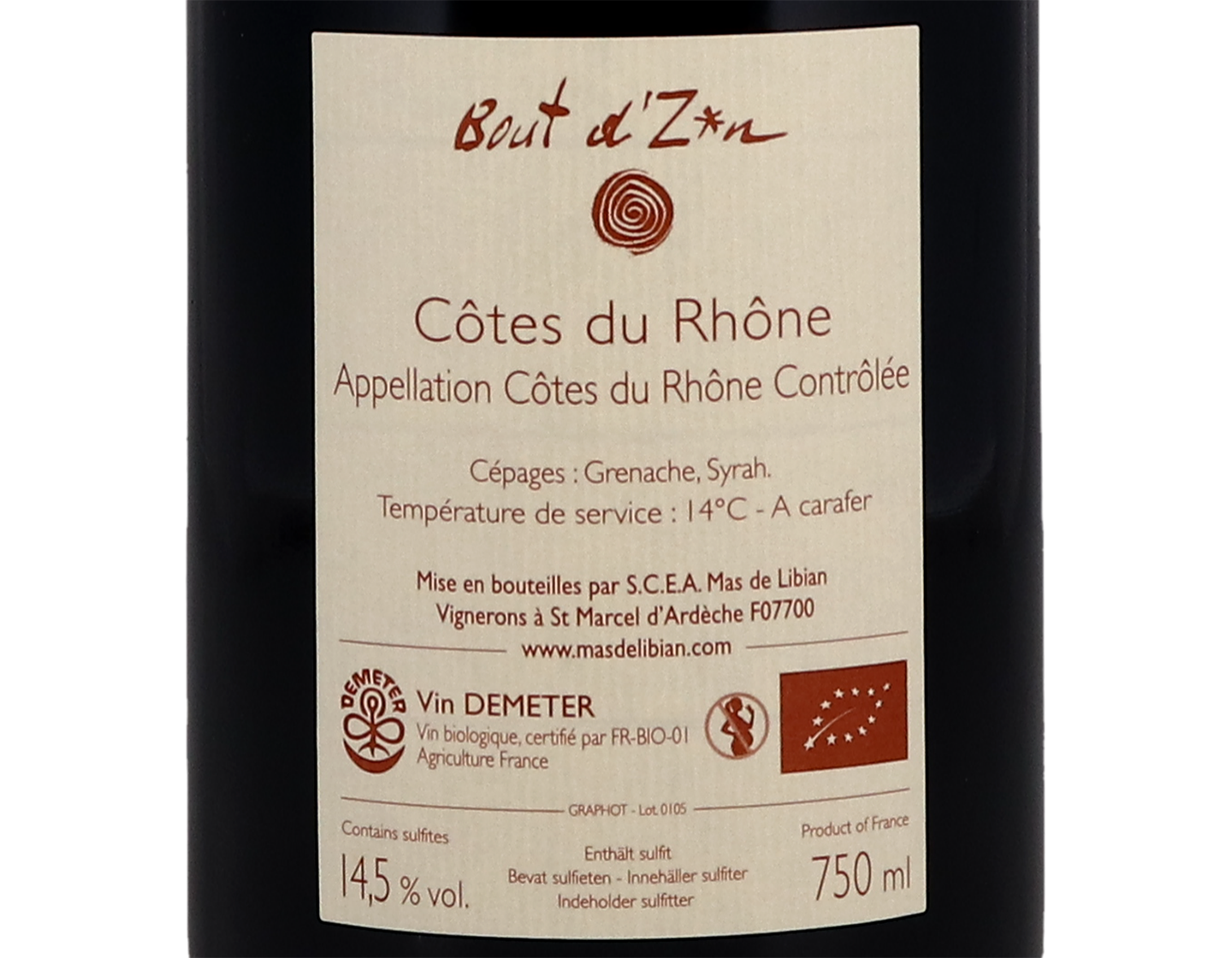 Cotes du Rhone Bout d'Zan Mas du Libian 2019