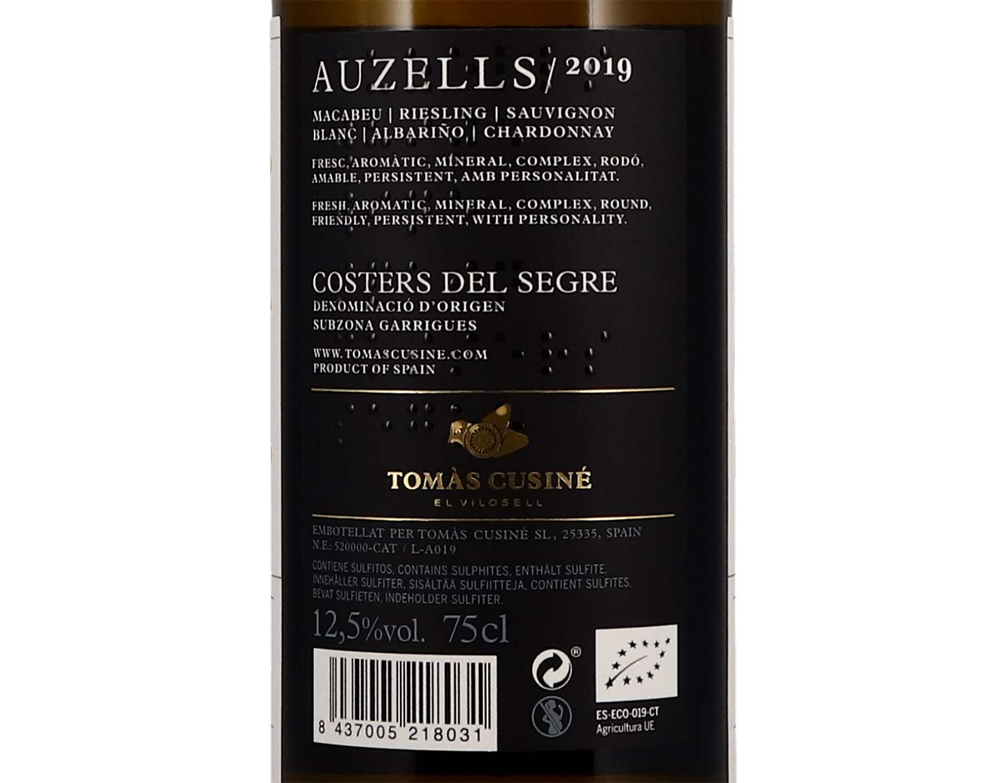 Auzells Costers del Segre 2019 ORGANIC