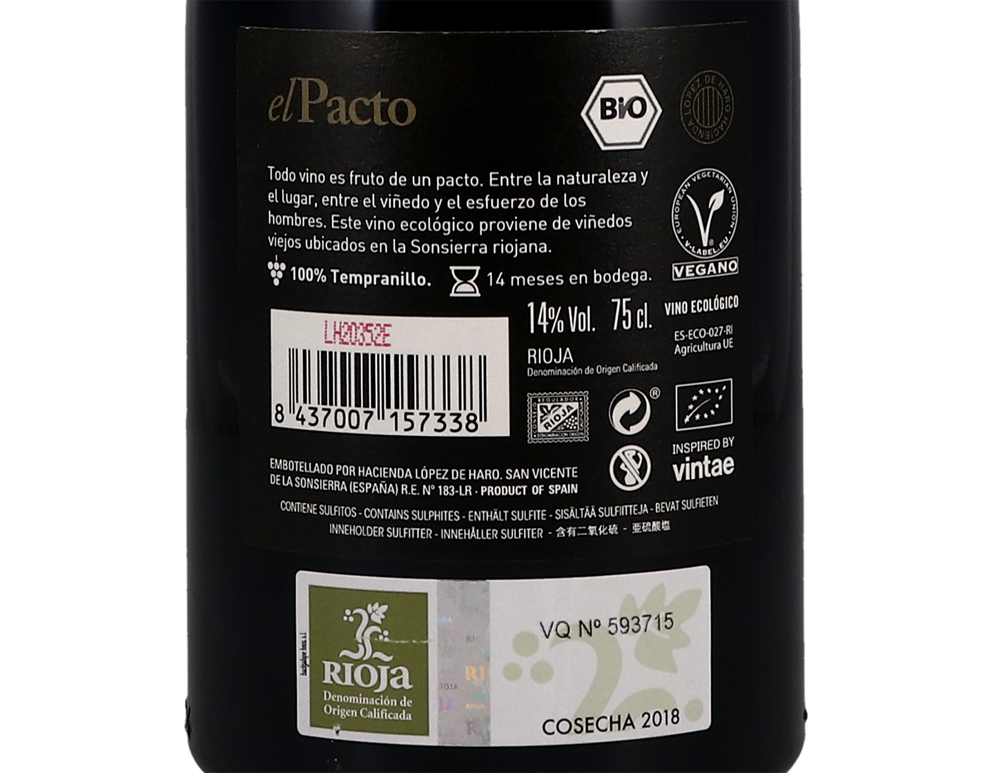 El Pacto Rioja 2018 ORGANIC