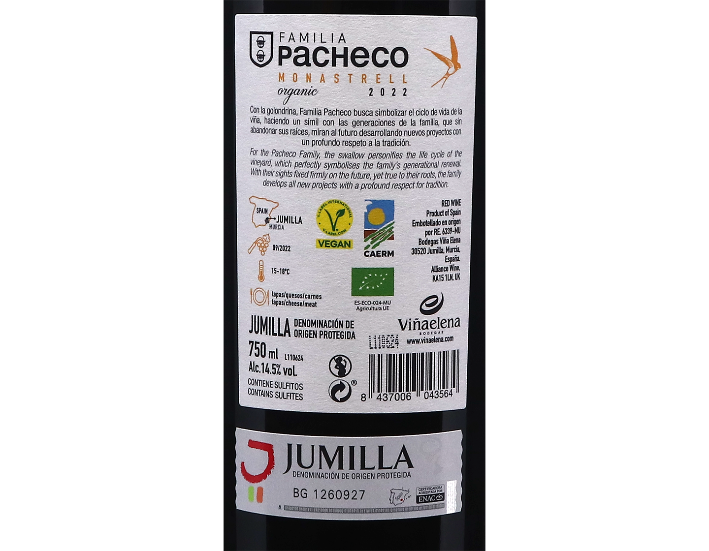 Vina Elena Organic Monastrell 2022 ORGANIC