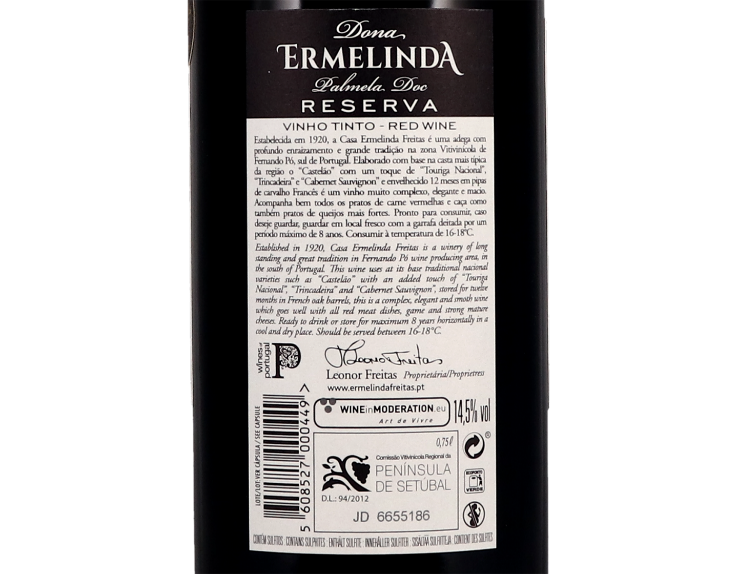 Casa Ermelinda Freitas Dona Ermelinda Reserva Palmela 2018