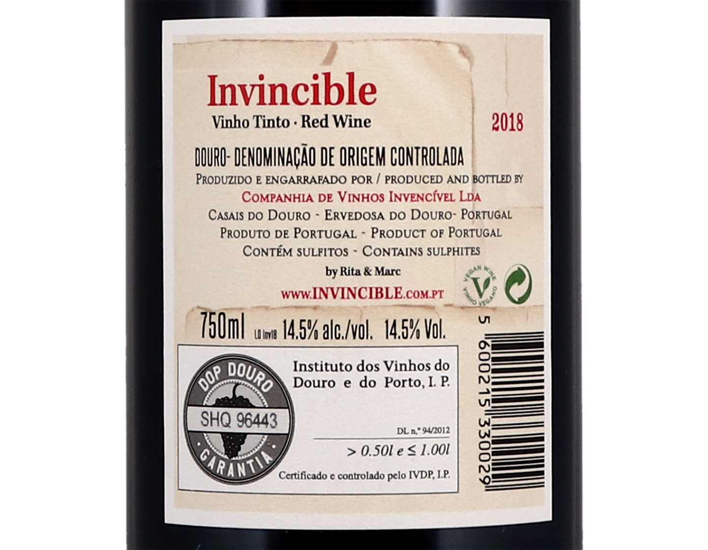 Invincible Numero Dois Tinto Douro 2018