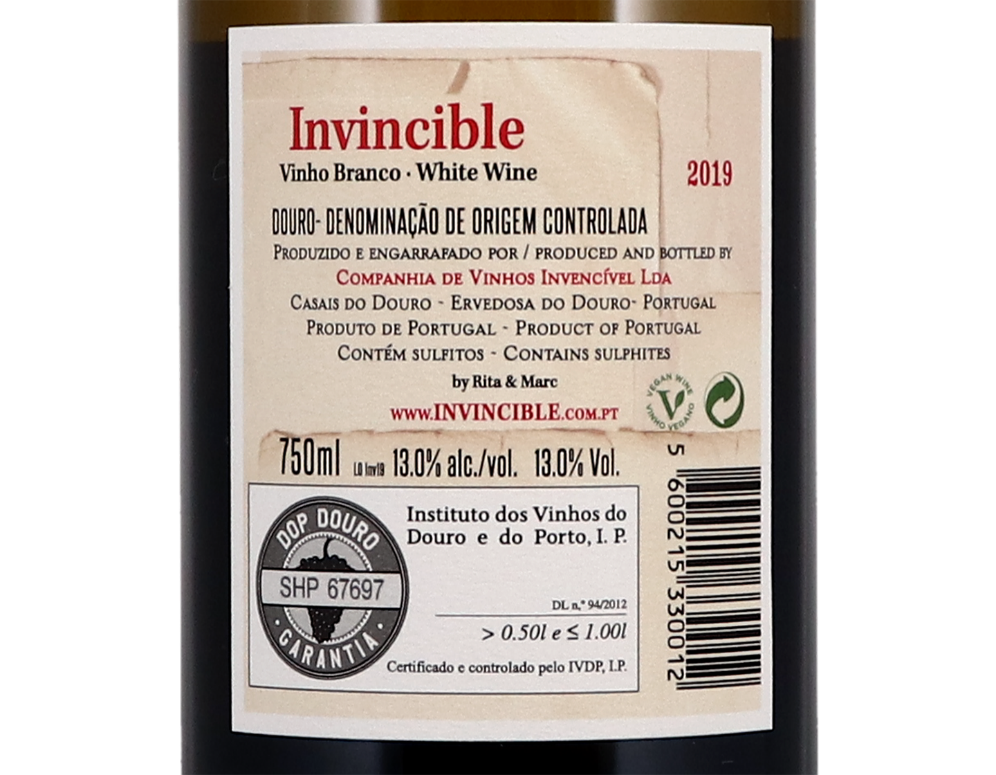 Invincible Numero Dois Branco Douro 2019