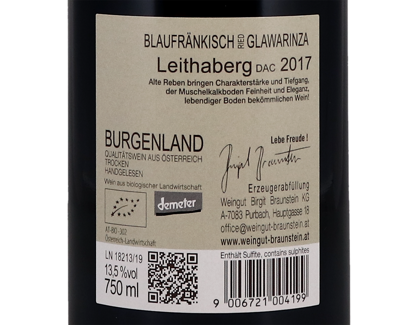 Birgit Braunstein Ried Glawarinza Leithaberg Blaufränkisch, Burgenland 2017