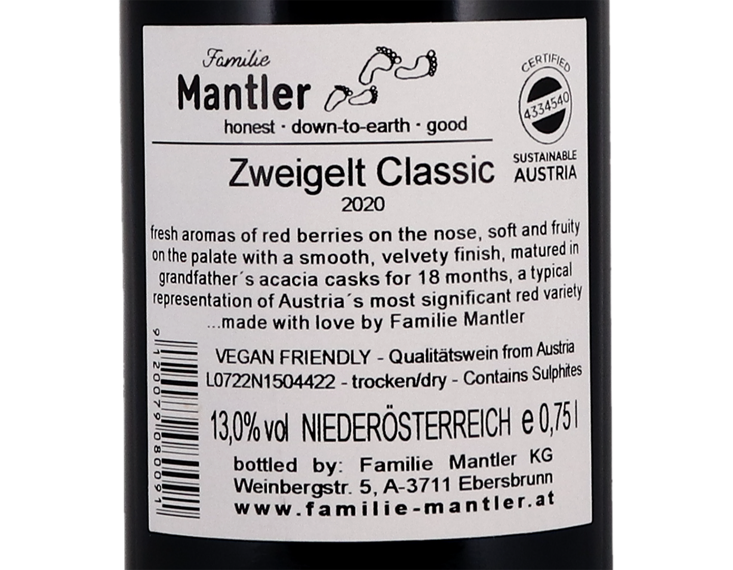 Familie Mantler Zweigelt 2020