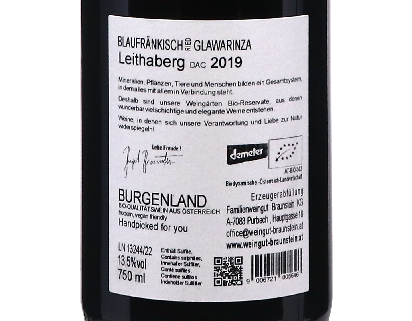Birgit Braunstein Ried Glawarinza Leithaberg Blaufränkisch, Burgenland 2019