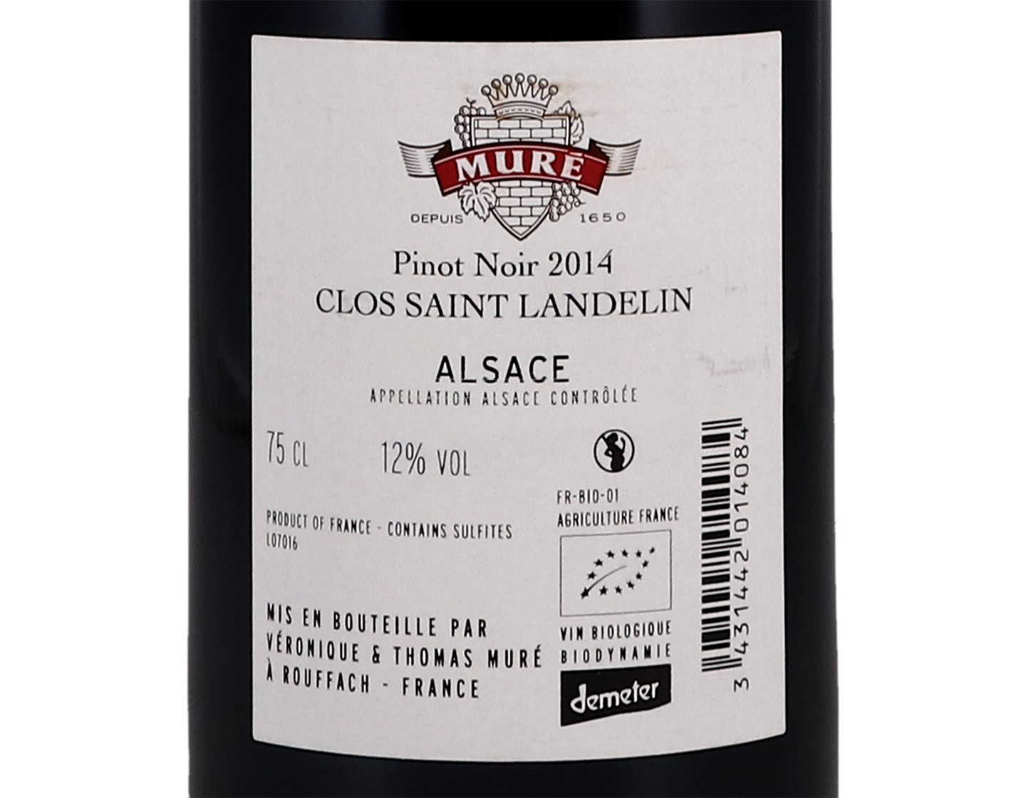 Pinot Noir Clos Saint Landelin, Muré 2014
