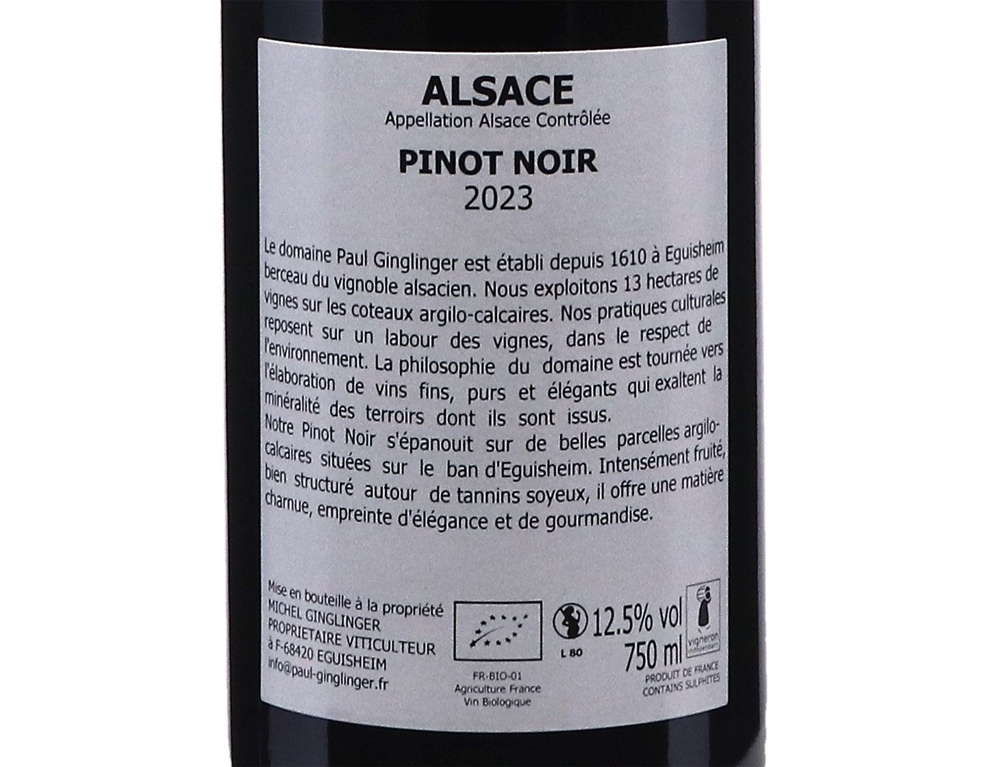 Pinot Noir Domaine Paul Ginglinger 2023 ORGANIC