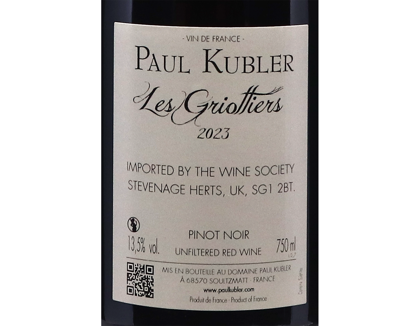 Les Griottiers Pinot Noir Domaine Paul Kubler