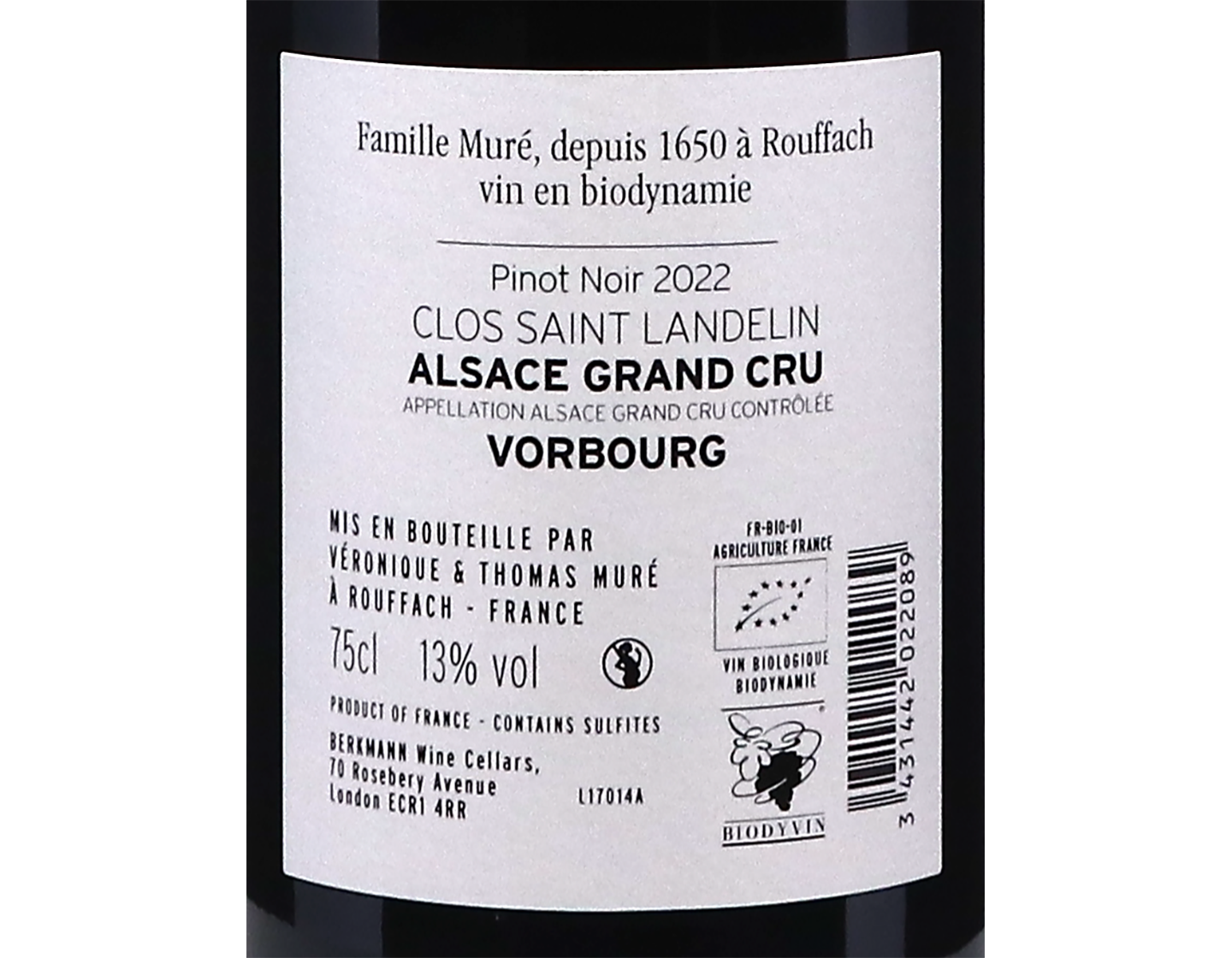 Clos st Landelin Pinot Noir 2022