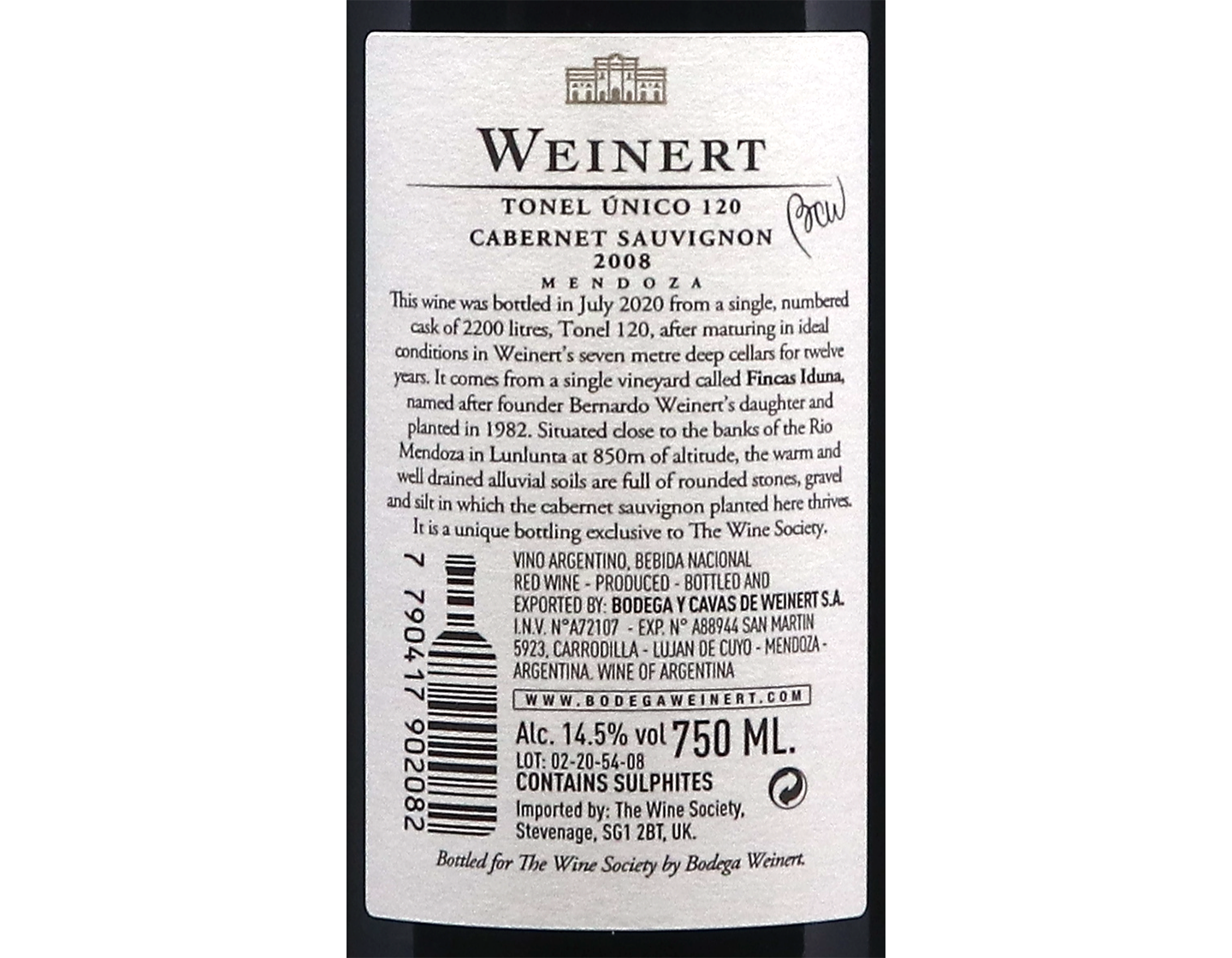 Weinert Tonel 120 Fincas Iduna Cabernet Sauvignon 2008