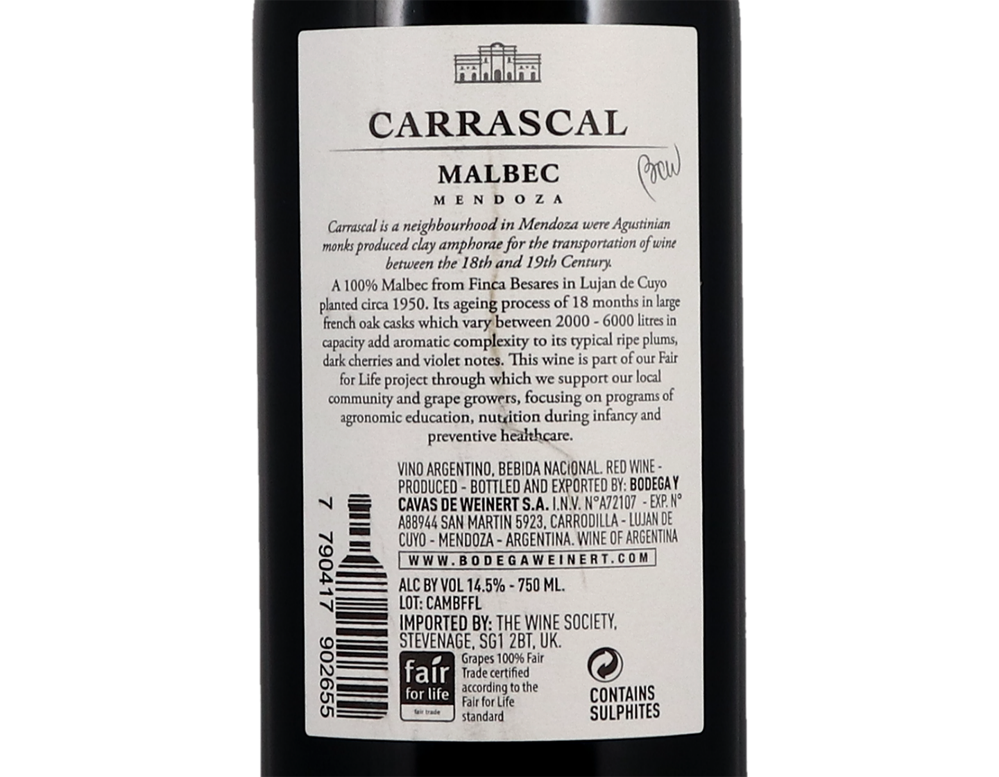 Weinert Carrascal Malbec 2020