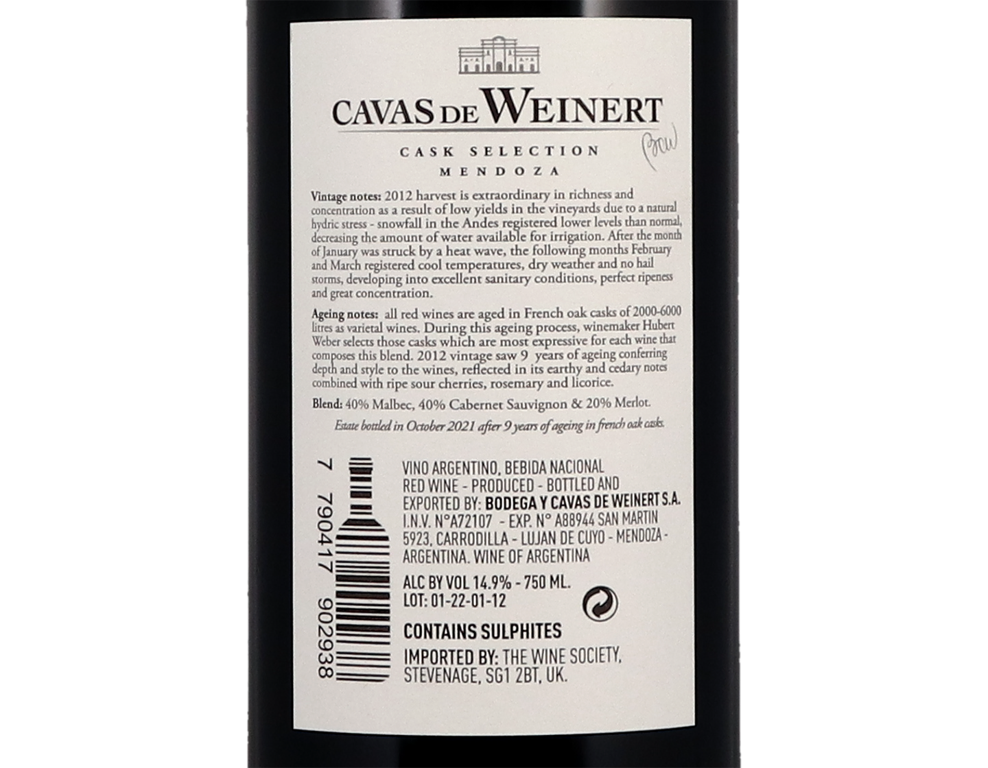 Weinert Cavas de Weinert Mendoza 2012