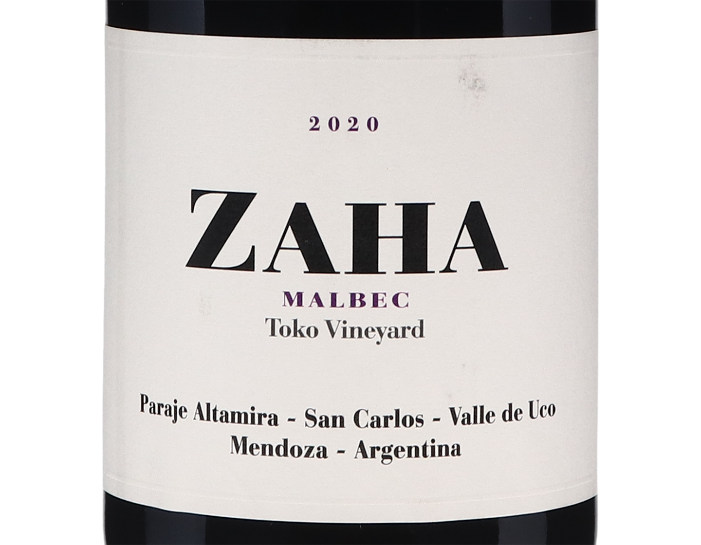 Zaha Toko Vineyard Paraje Altamira Malbec 2020