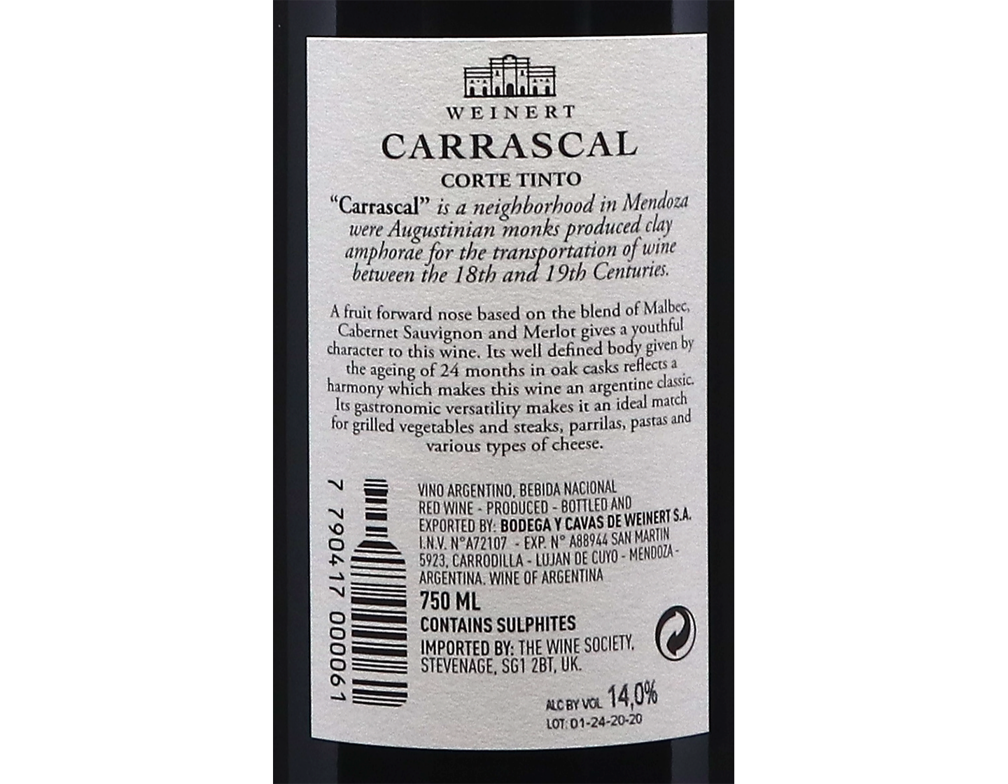 Weinert Carrascal Corte Tinto Mendoza 2020