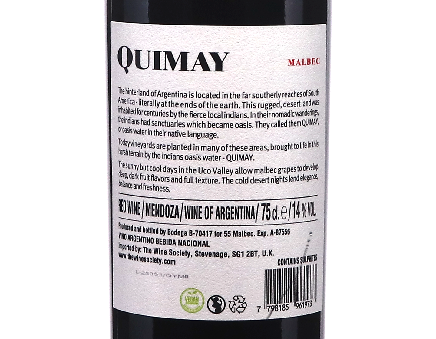 Quimay Valle de Uco Mendoza Malbec 2025