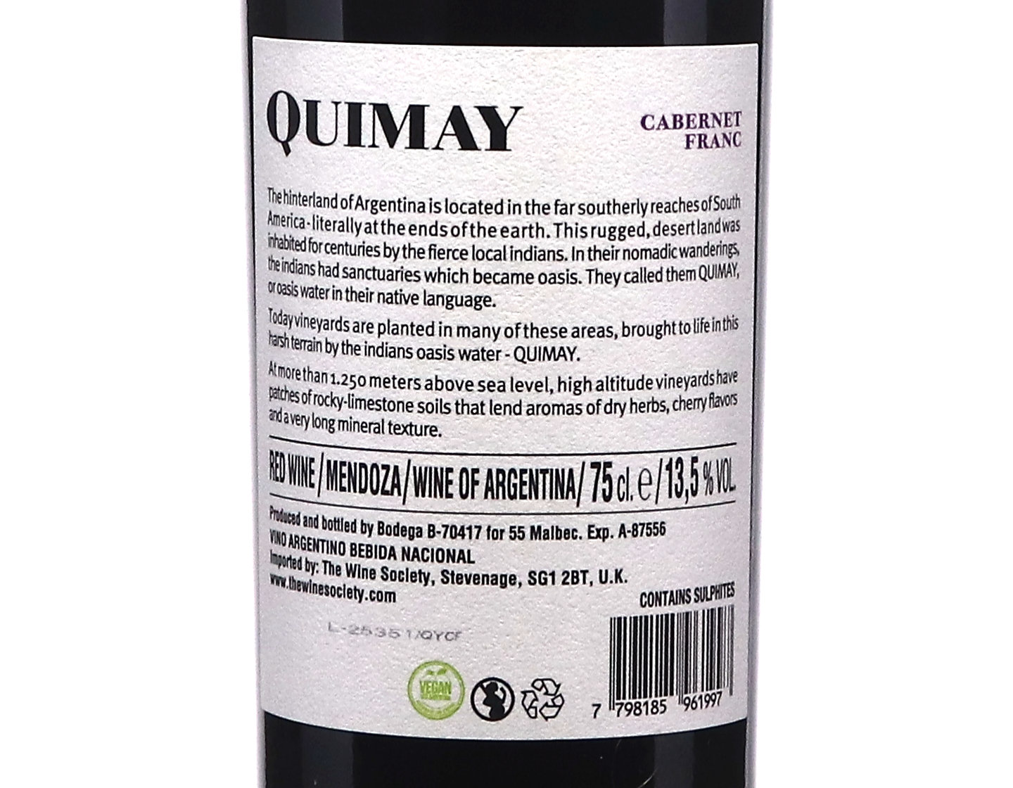 Quimay Valle de Uco Los Chacayes Cabernet Franc 2025