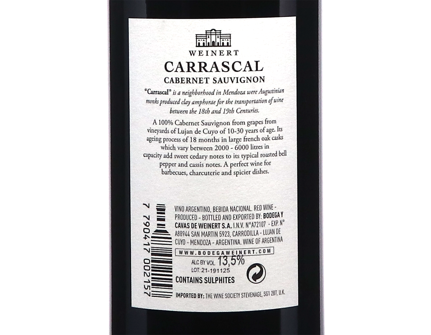 Weinert Carrascal Cabernet Sauvignon Mendoza 2022