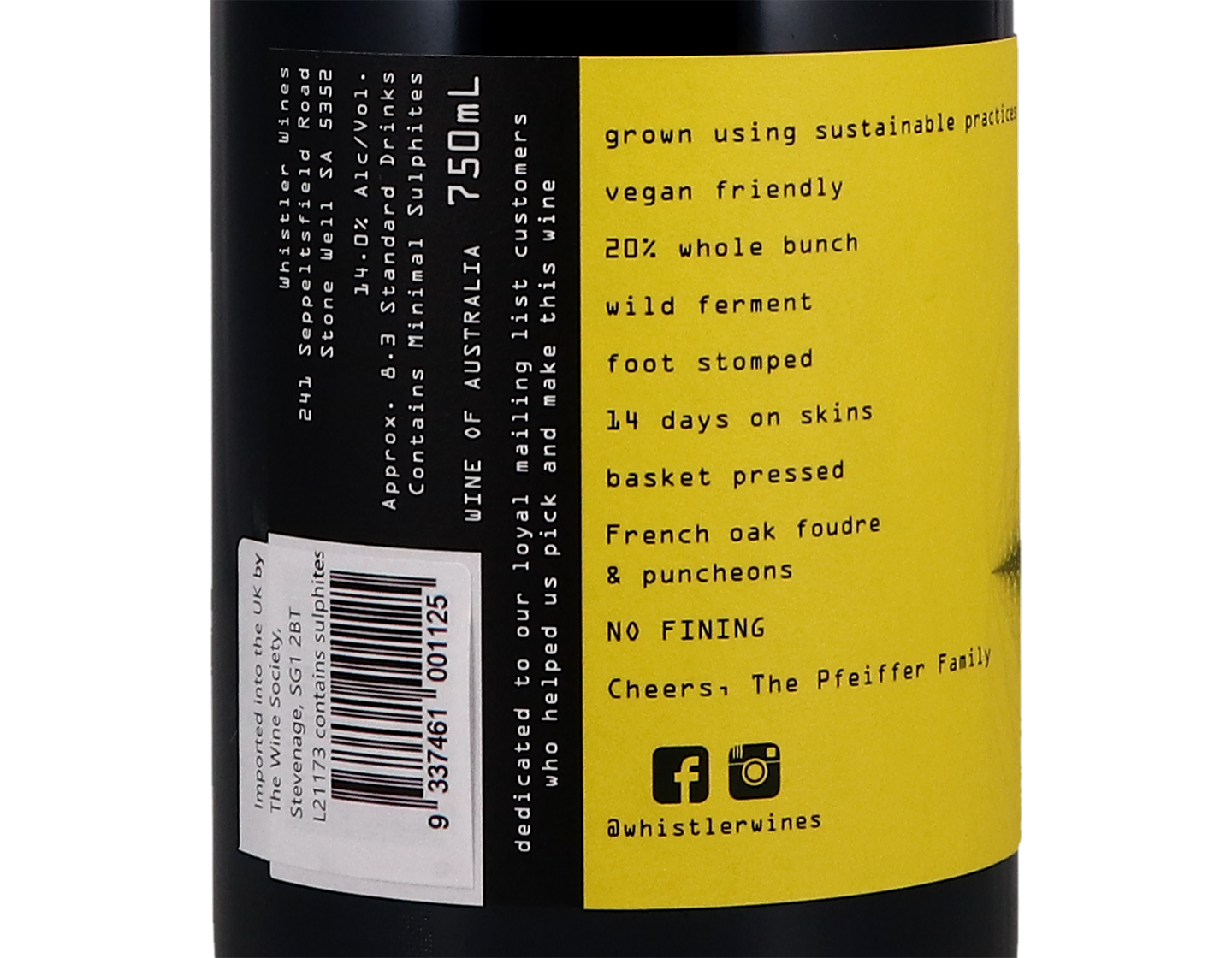 Whistler Wines 'Shiver Down My Spine' Barossa Valley Shiraz 2020