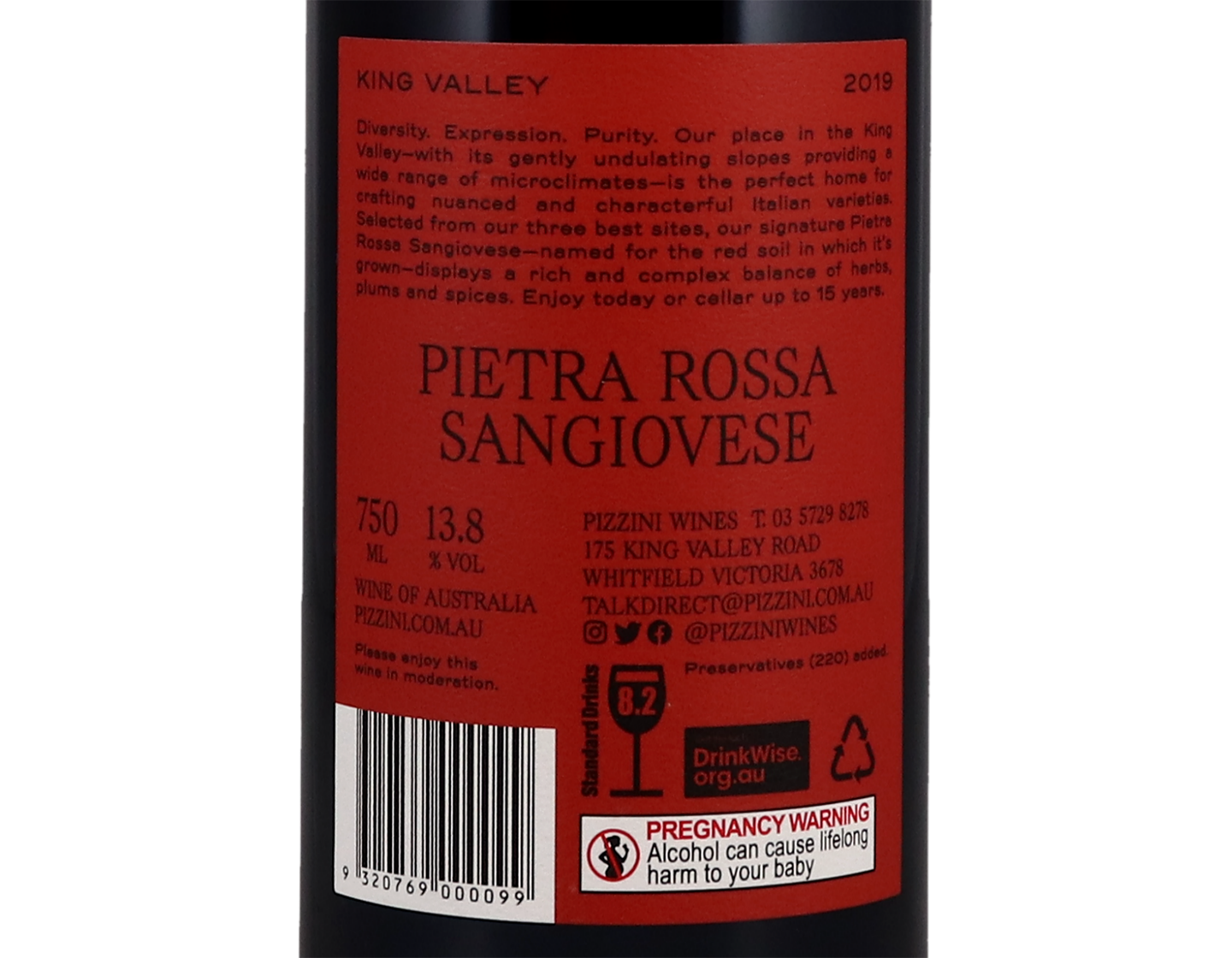 Pizzini Pietra Rossa King Valley Sangiovese 2019