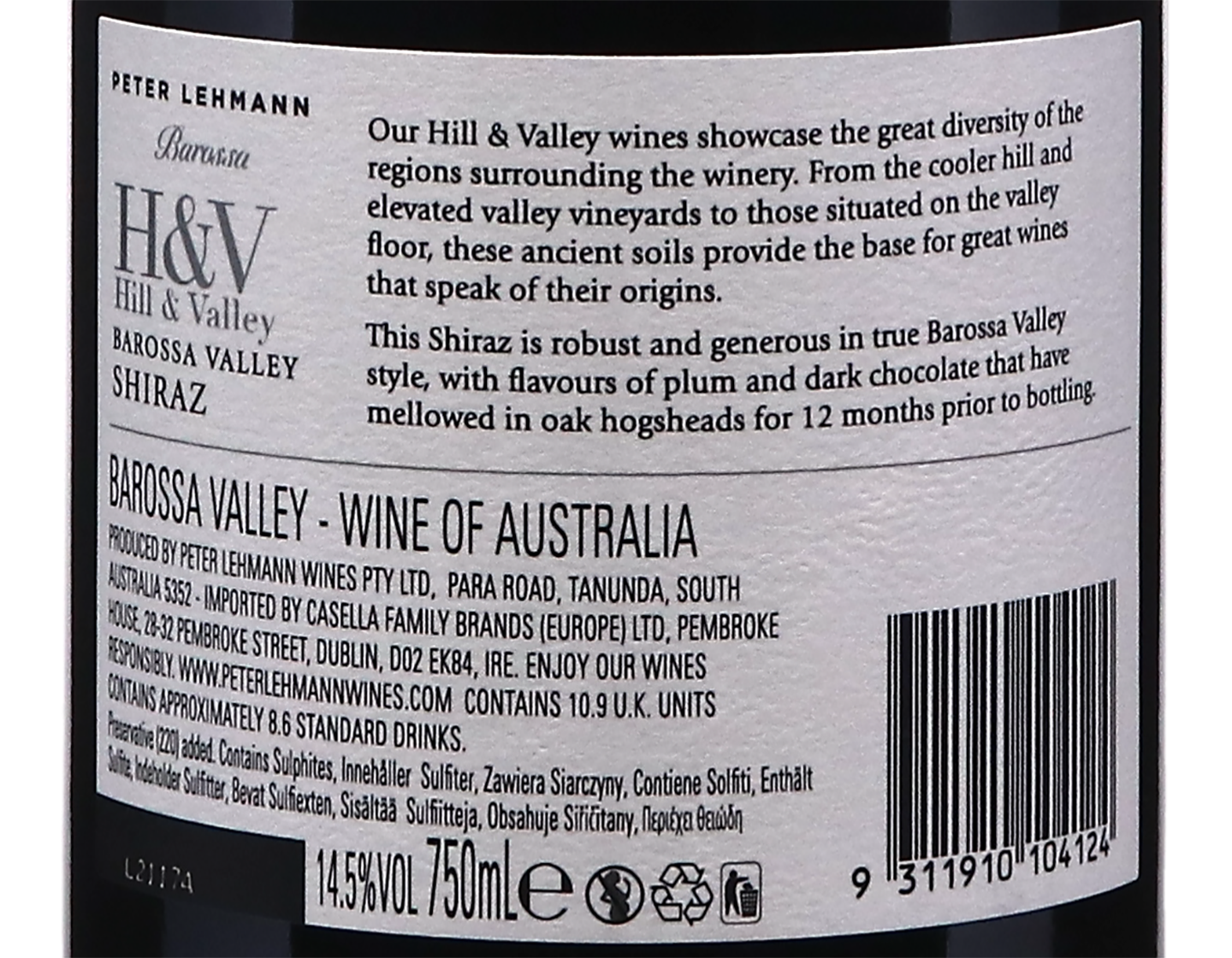 Peter Lehmann Hill & Valley Barossa Valley Shiraz 2020