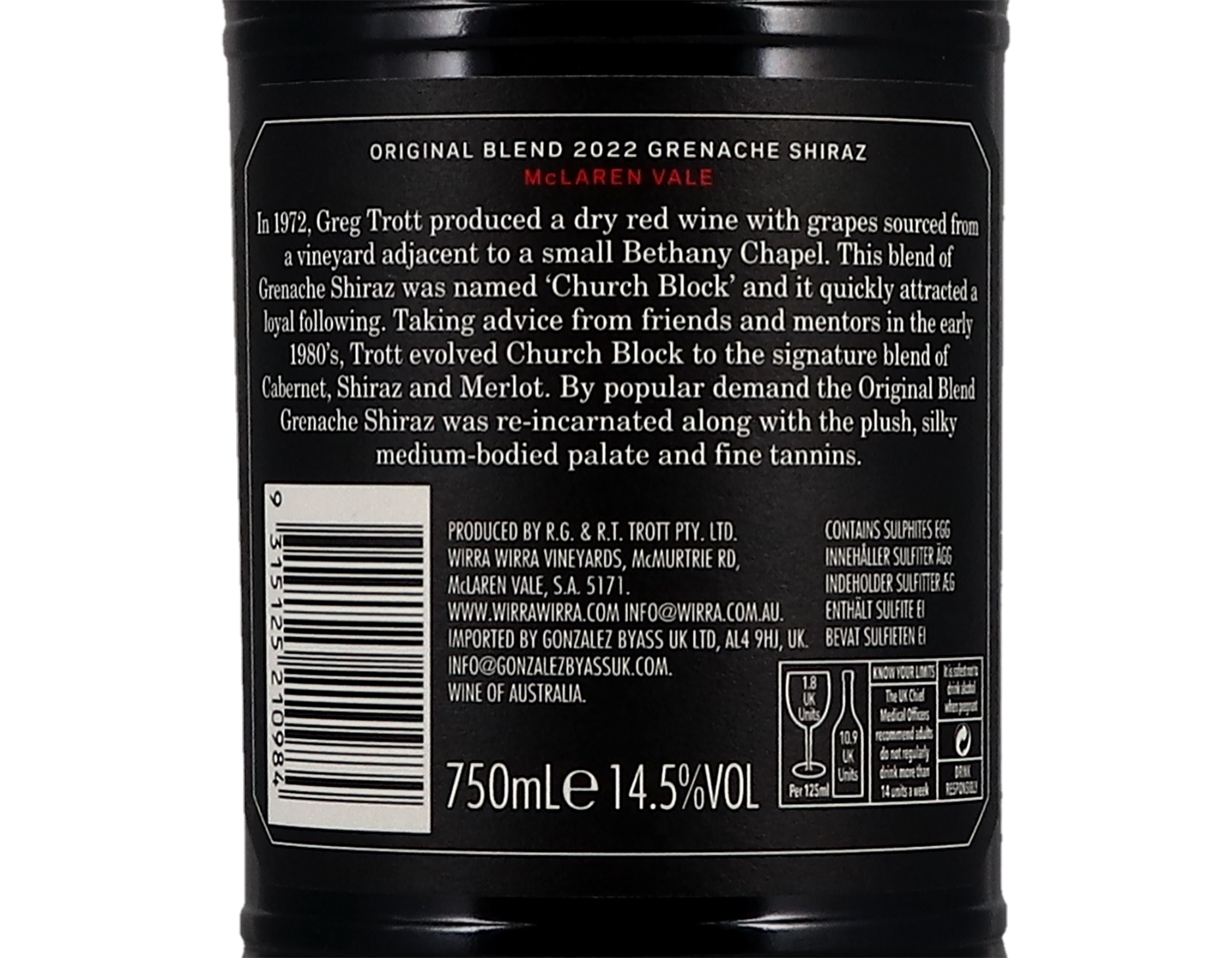 Wirra Wirra Original Blend McLaren Vale Grenache Shiraz 2022
