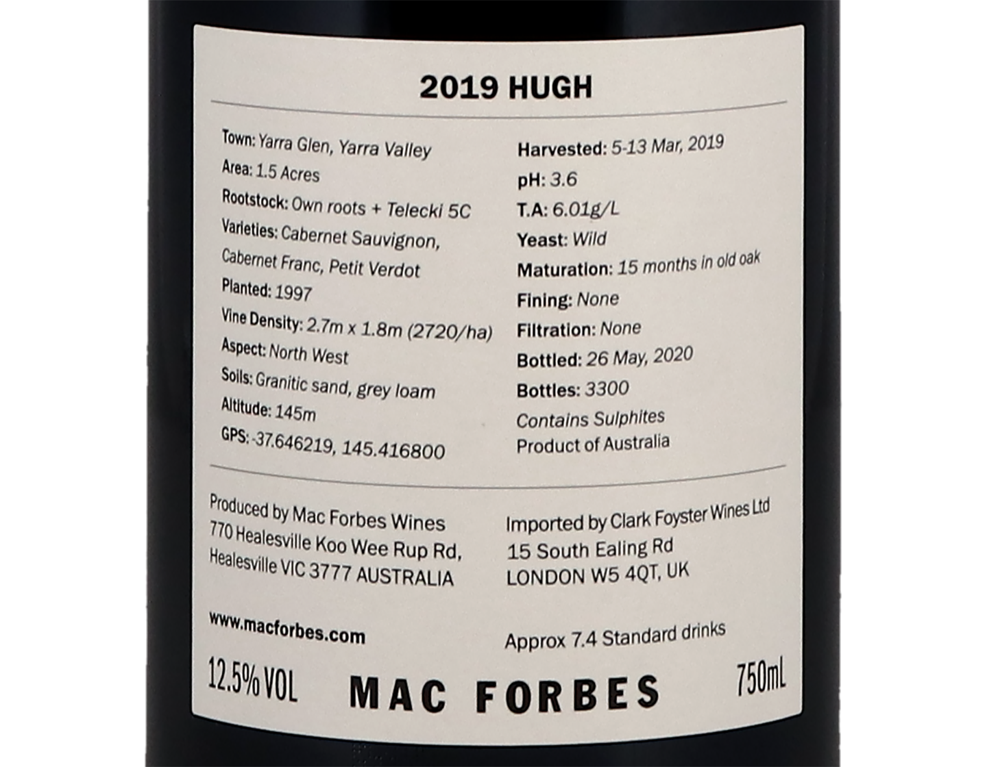 Mac Forbes Hugh Yarra Valley Cabernet Sauvignon 2019