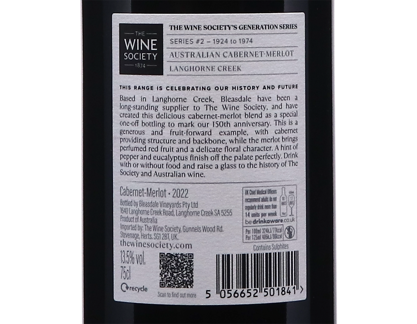 The Societys 150th Anniversary Generation Series Australian Cabernet Merlot 2022
