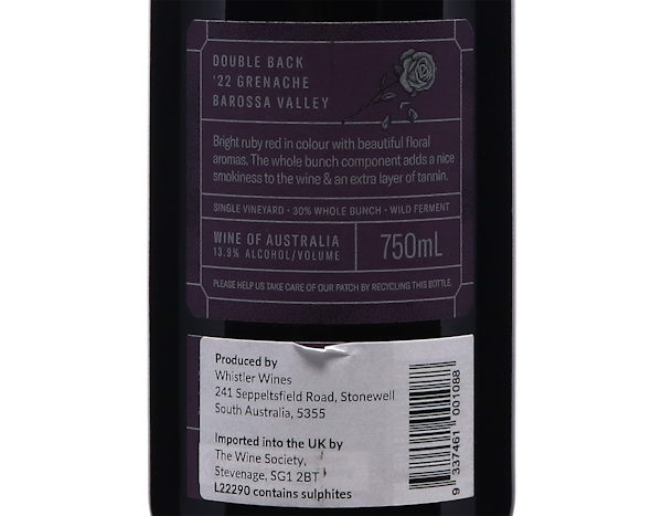 Whistler Wines 'Double Back' Barossa Valley Grenache 2022