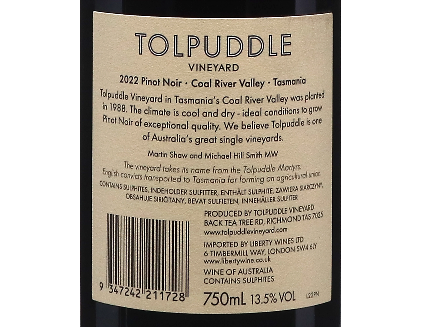 Tolpuddle Tasmanian Pinot Noir 2022