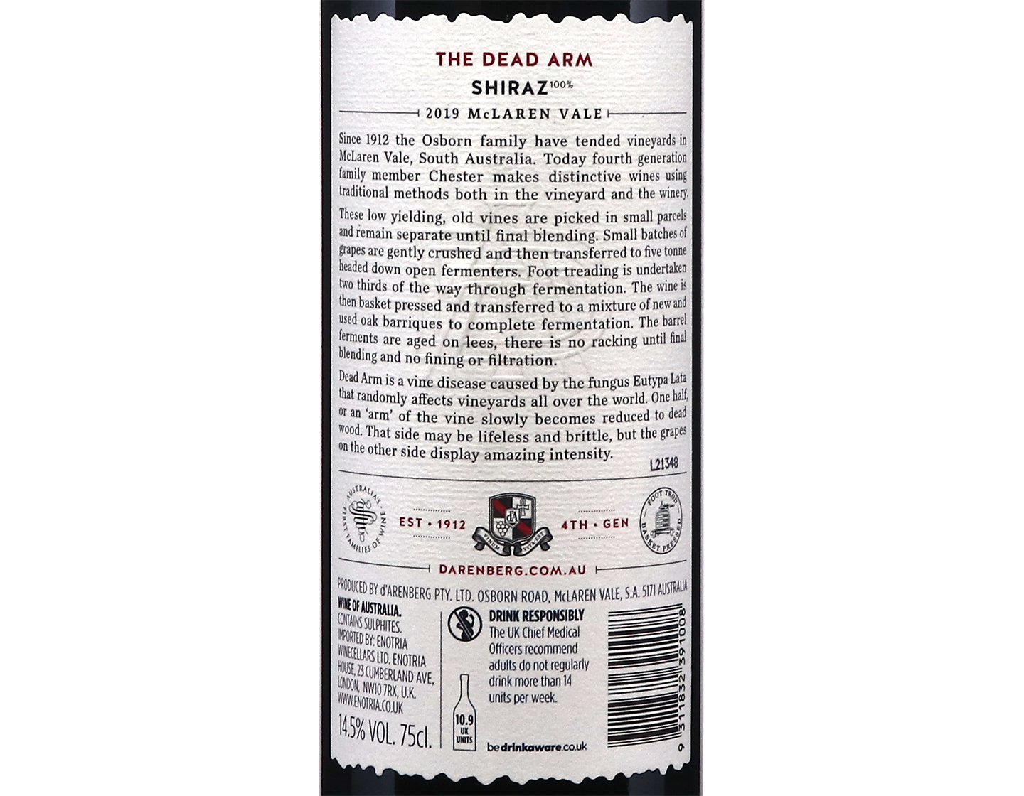 dArenberg The Dead Arm McLaren Vale Shiraz 2019