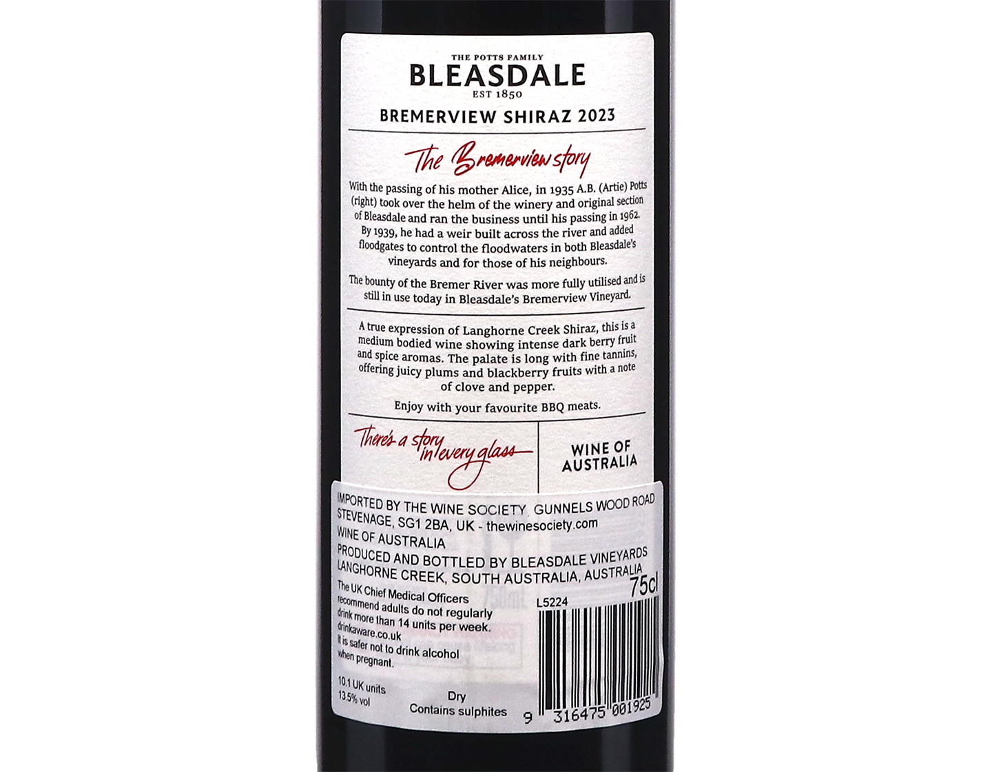Bleasdale Bremerview Langhorne Creek Shiraz 2023