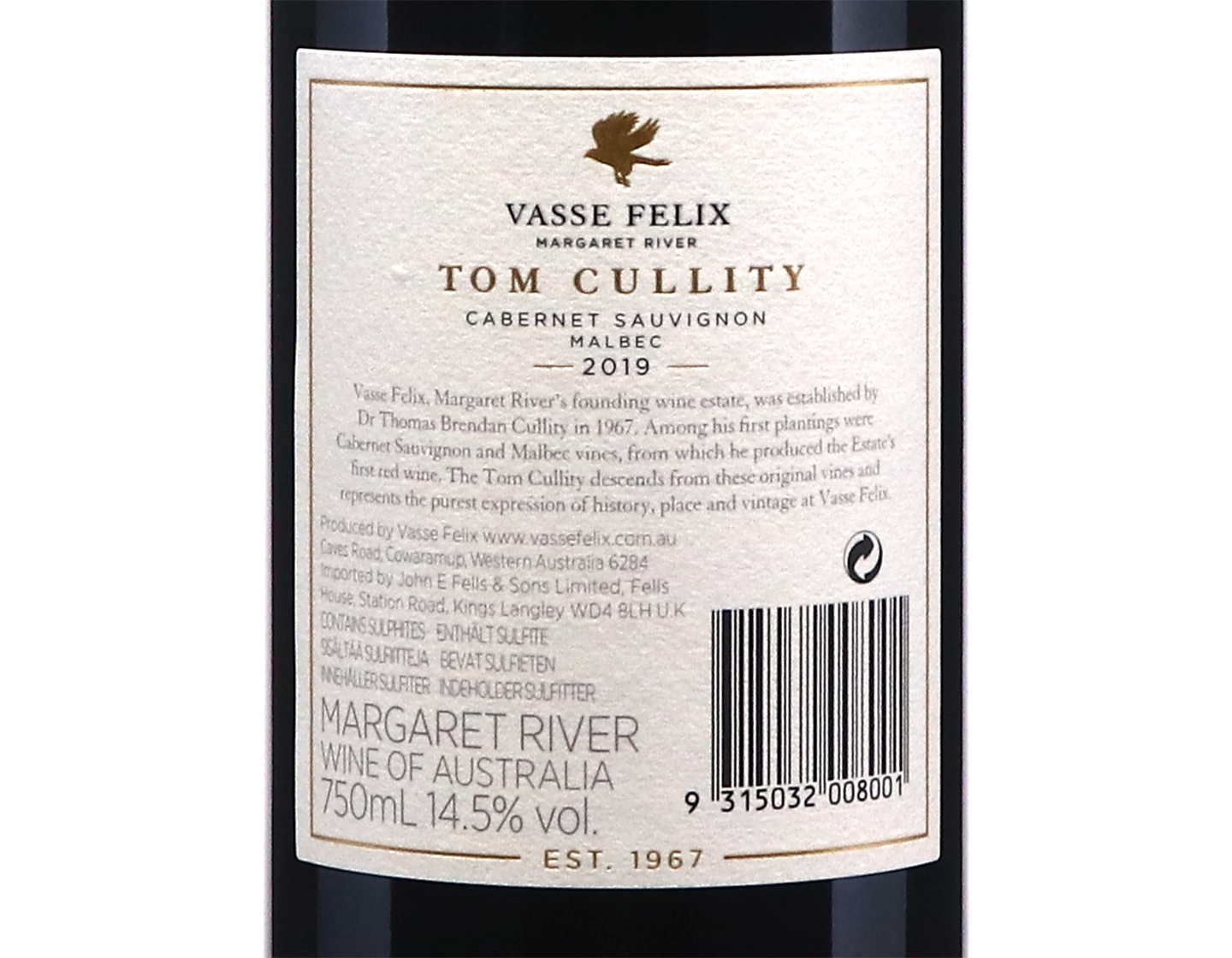 Vasse Felix Tom Cullity Margaret River Cabernet Malbec 2019