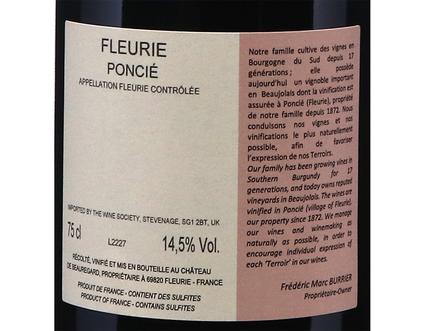 Chateau de Beauregard Fleurie Poncie 2022