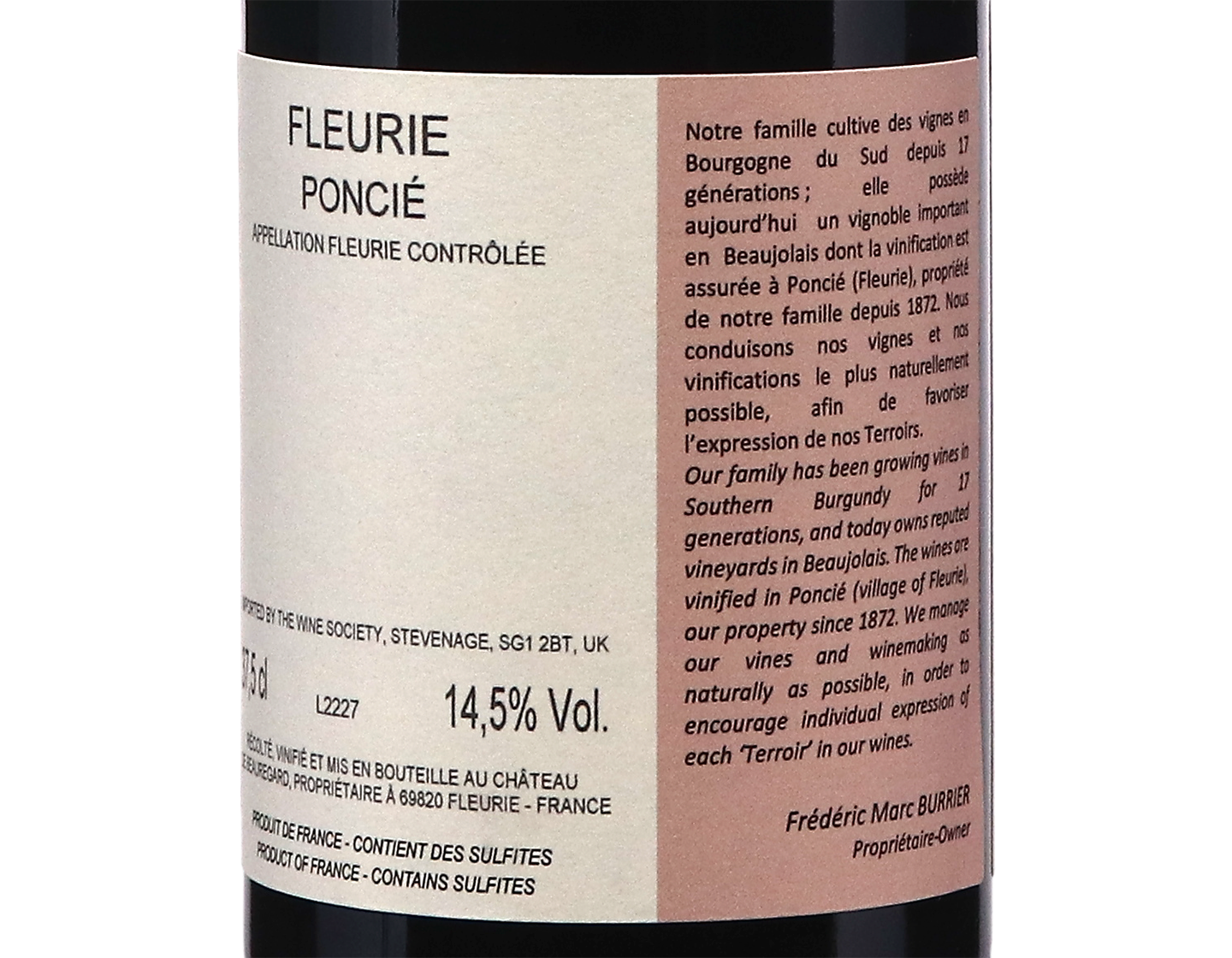 Halves of Chateau de Beauregard Fleurie Poncie 2022