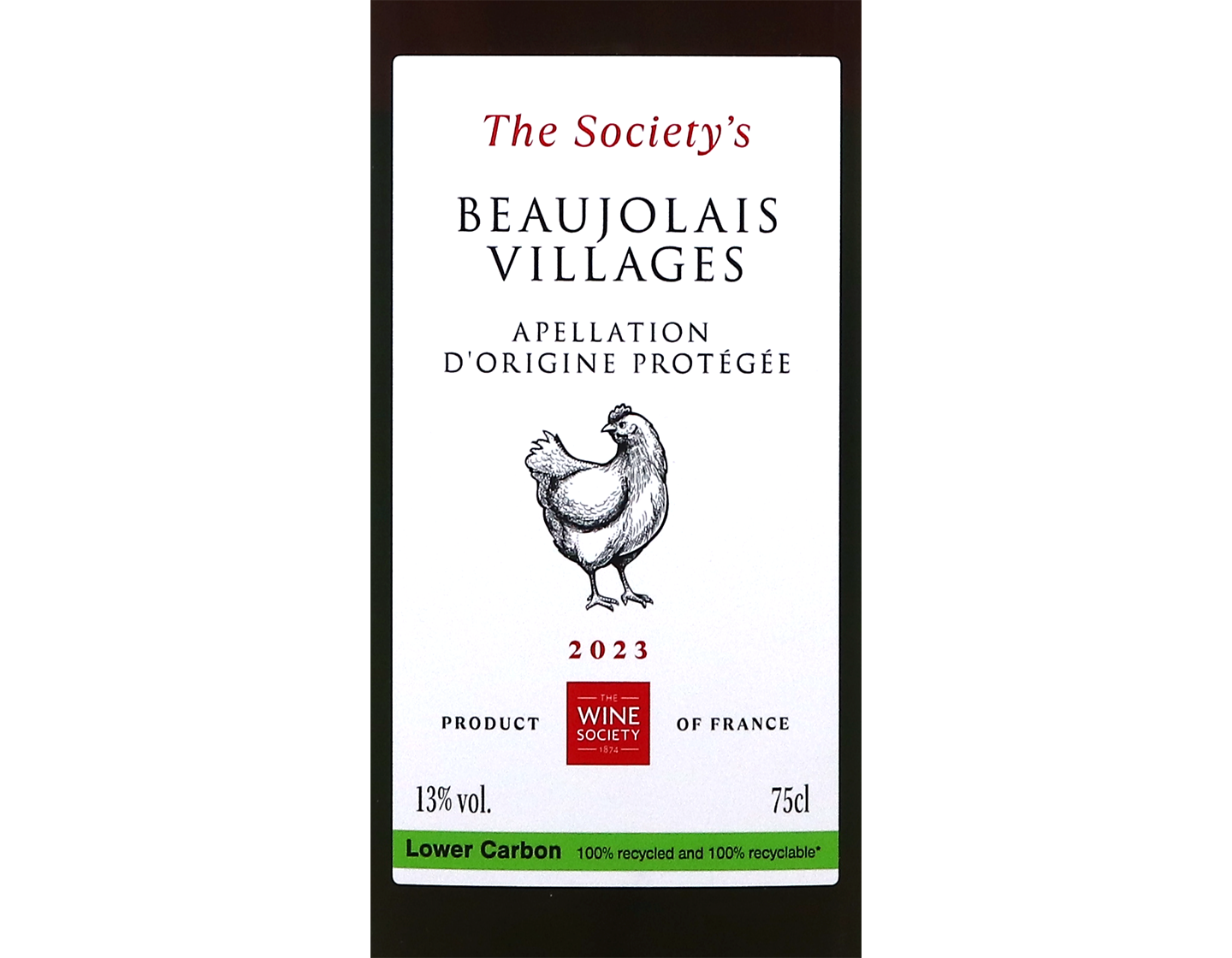 The Society's Beaujolais-Villages 2023 rPET bottle