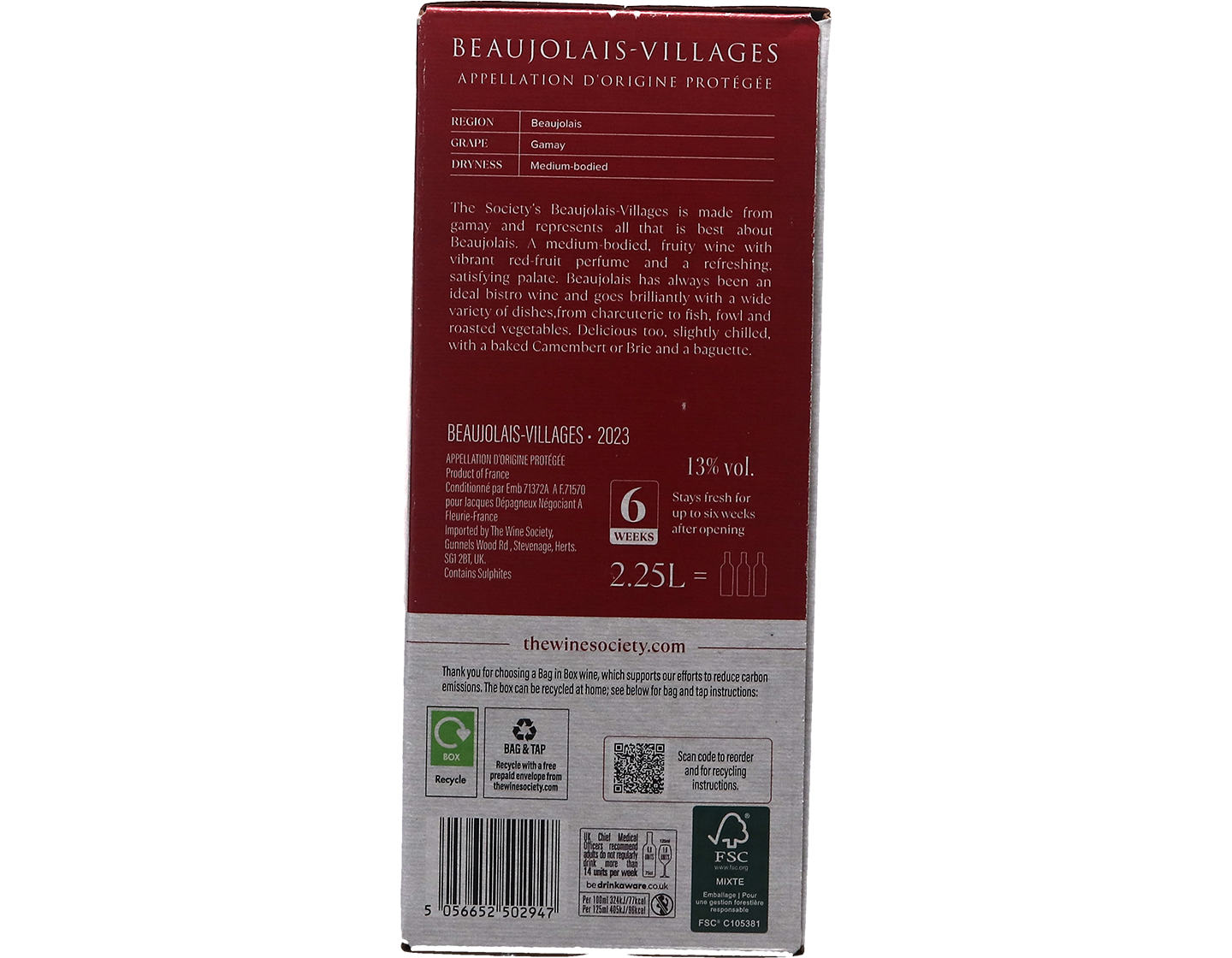 The Society's Beaujolais Villages 2023 Bag in box 2.25 Litre