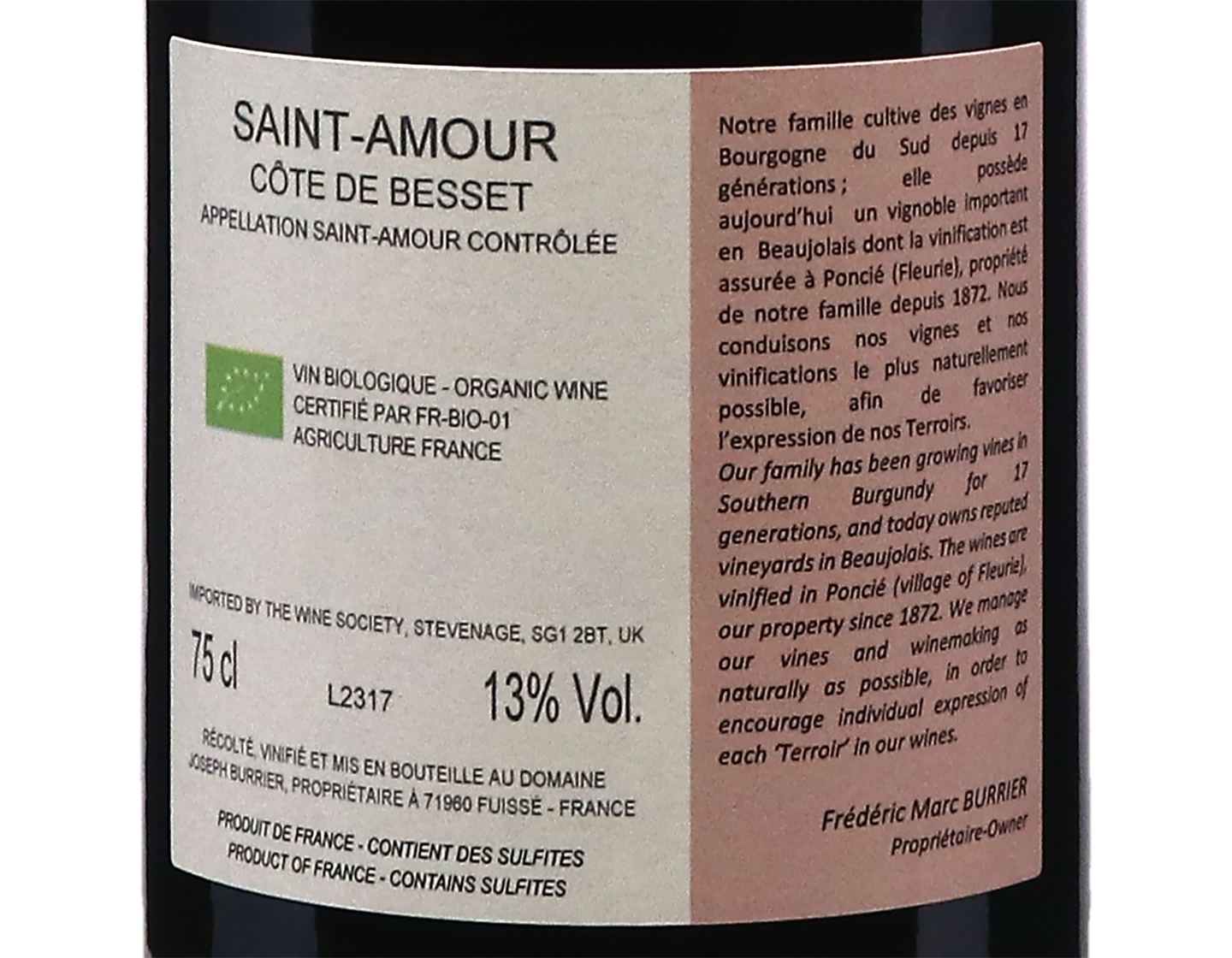 Domaine Joseph Burrier Saint Amour Cote de Besset 2023