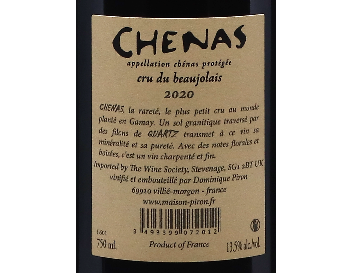 Chenas Quartz Piron 2020
