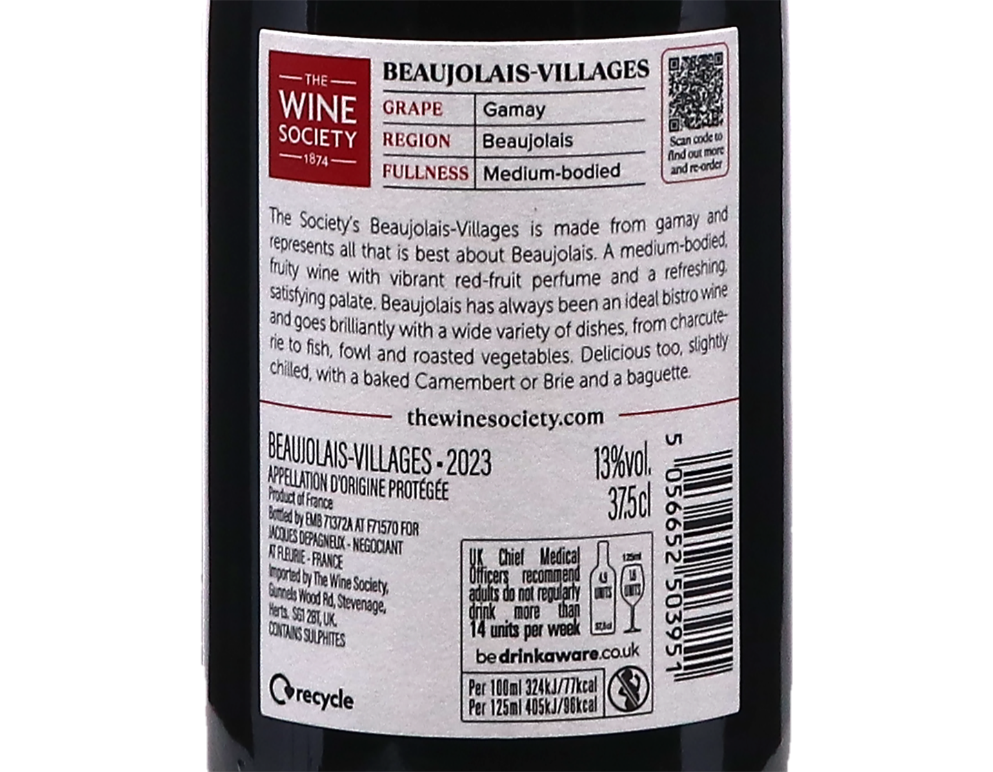 Half bottle of The Society's Beaujolais-Villages 2023