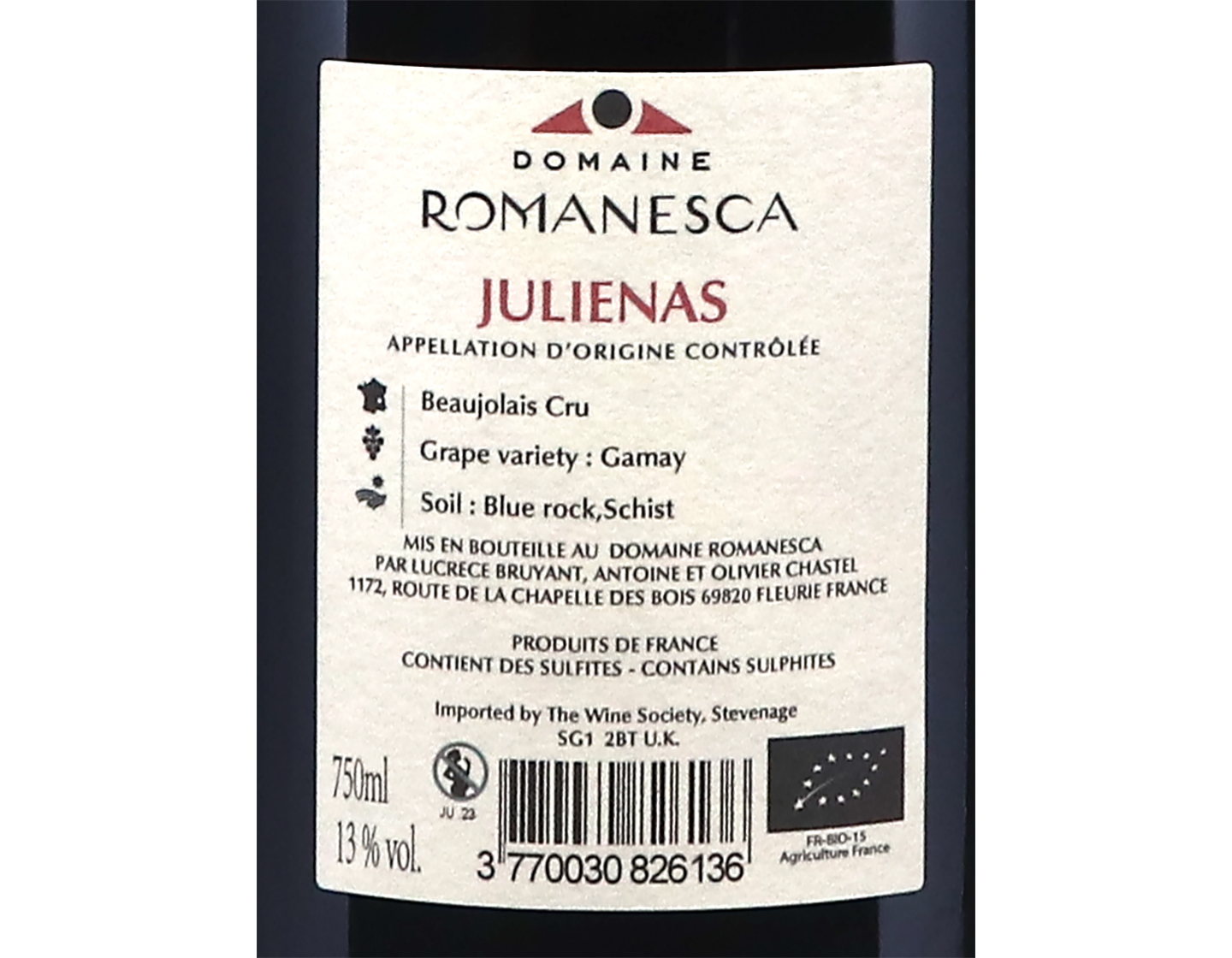 Julienas Les Fouillouses Romanesca 2023 ORGANIC