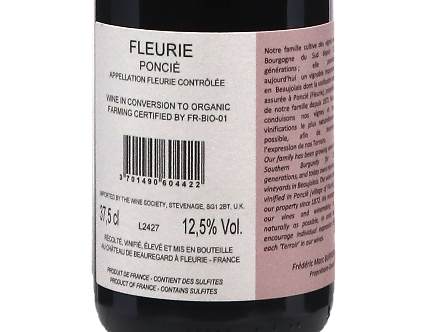 Half Bottle of Chateau de Beauregard Fleurie Poncie 2024